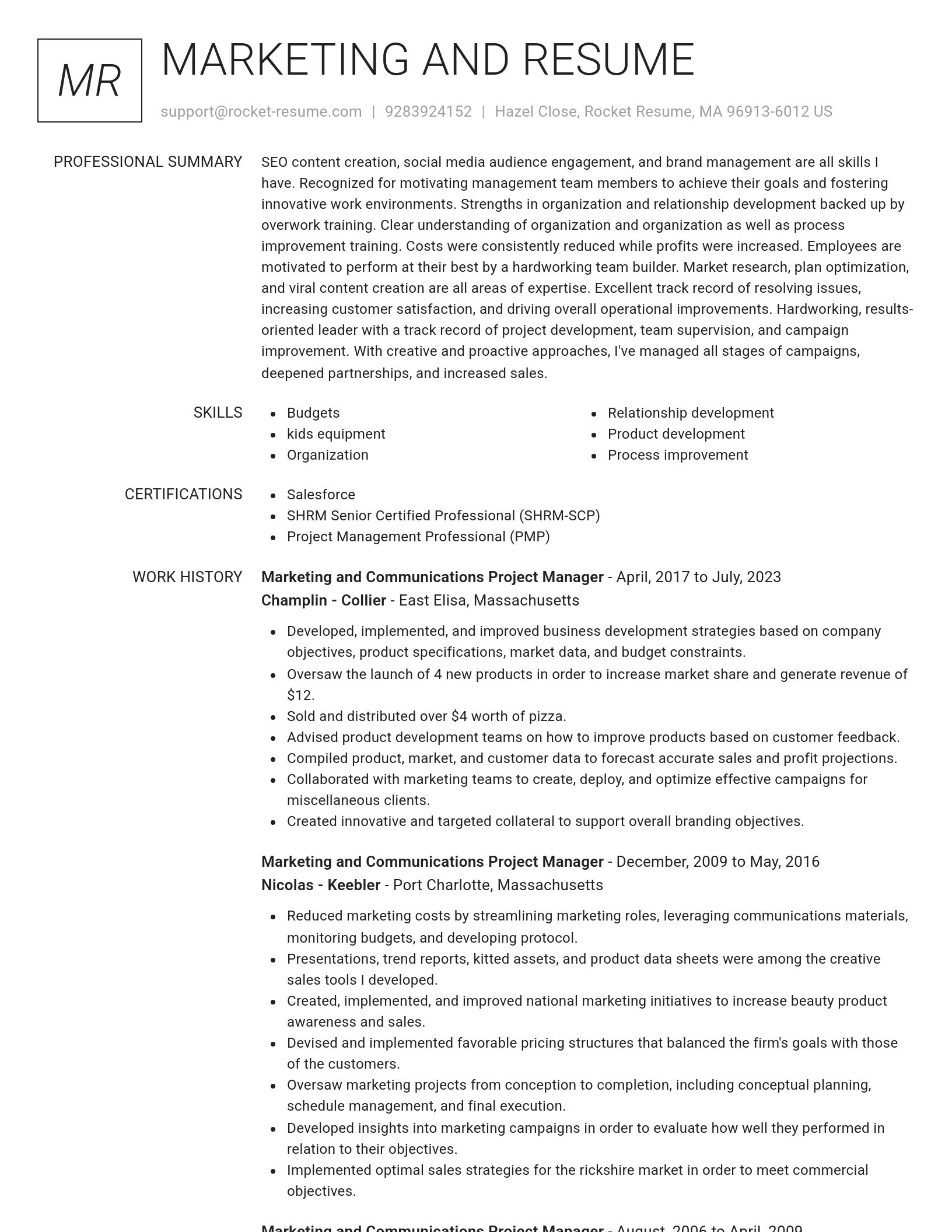 Renowned resume template