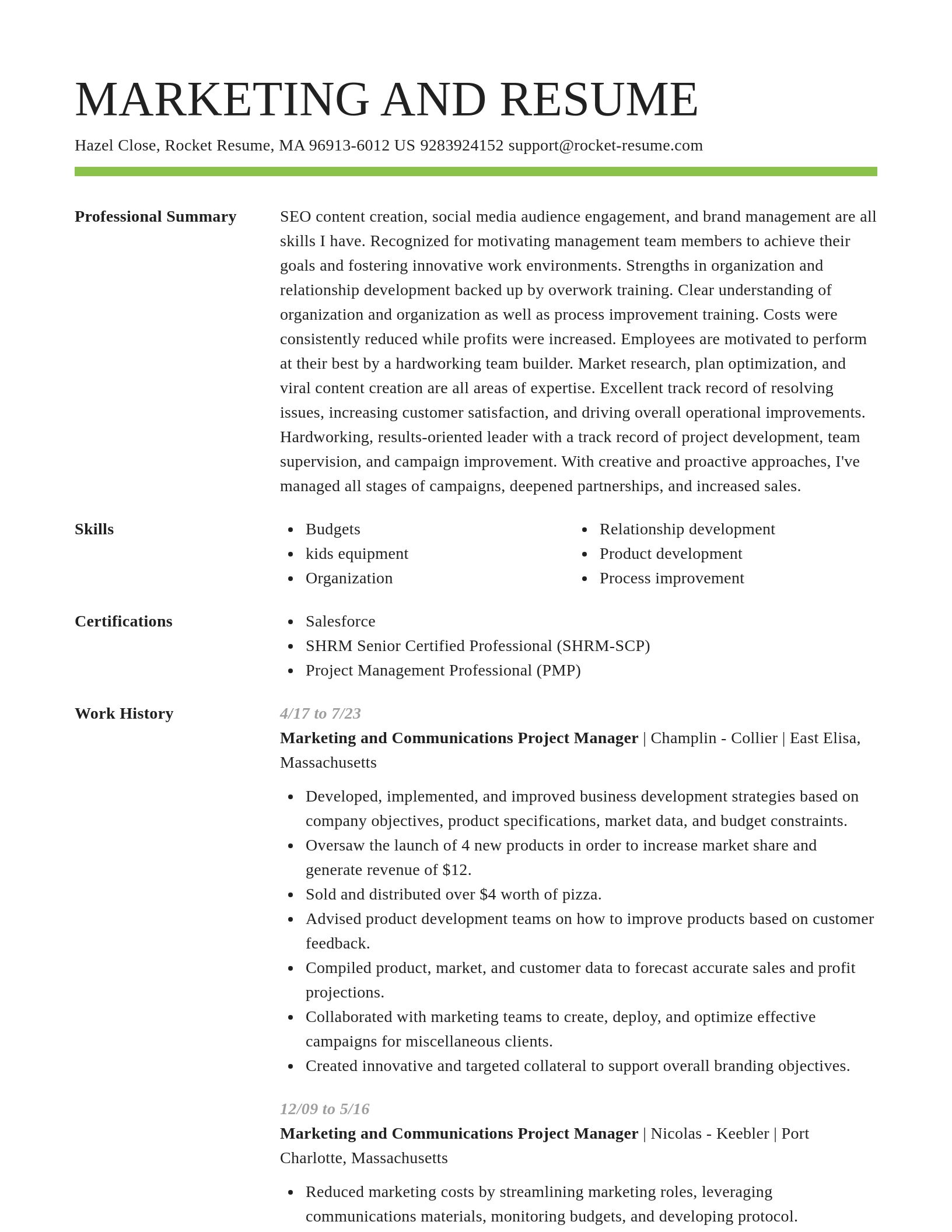 Smart resume template