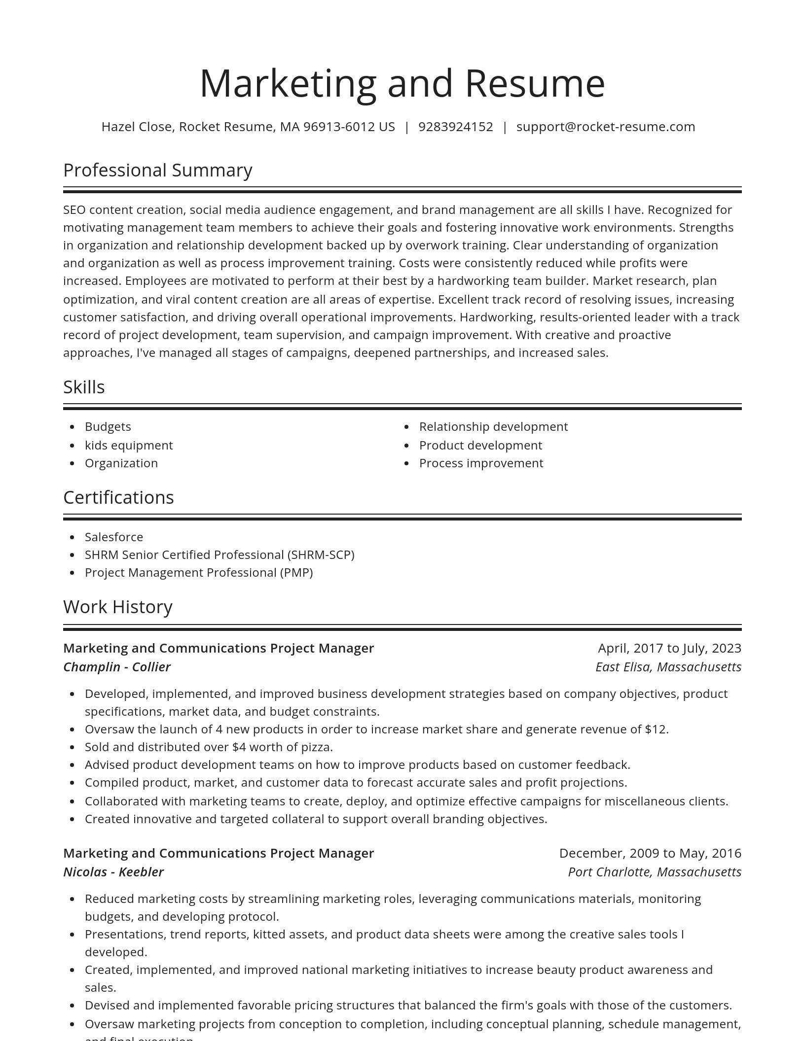 Spotlight resume template