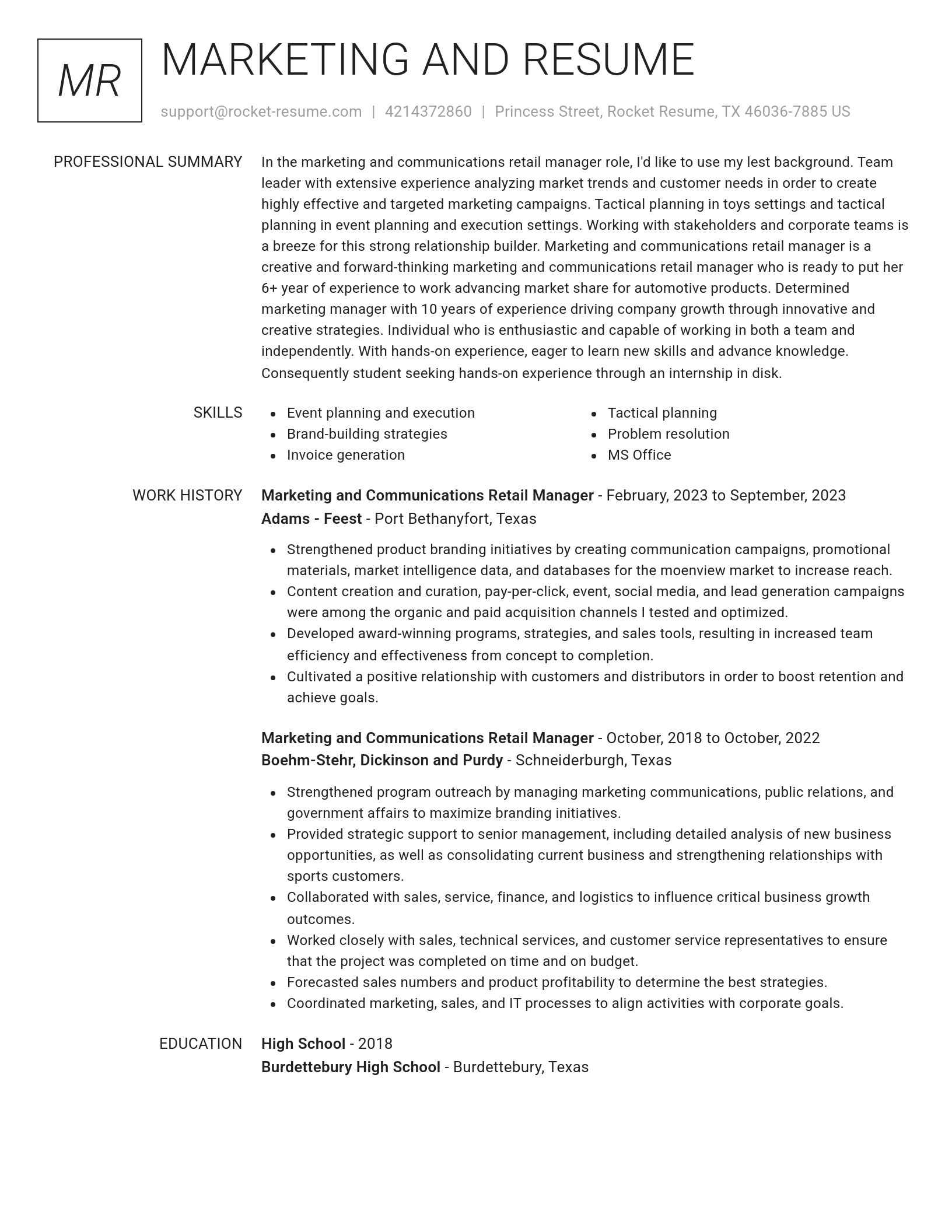 Renowned resume template