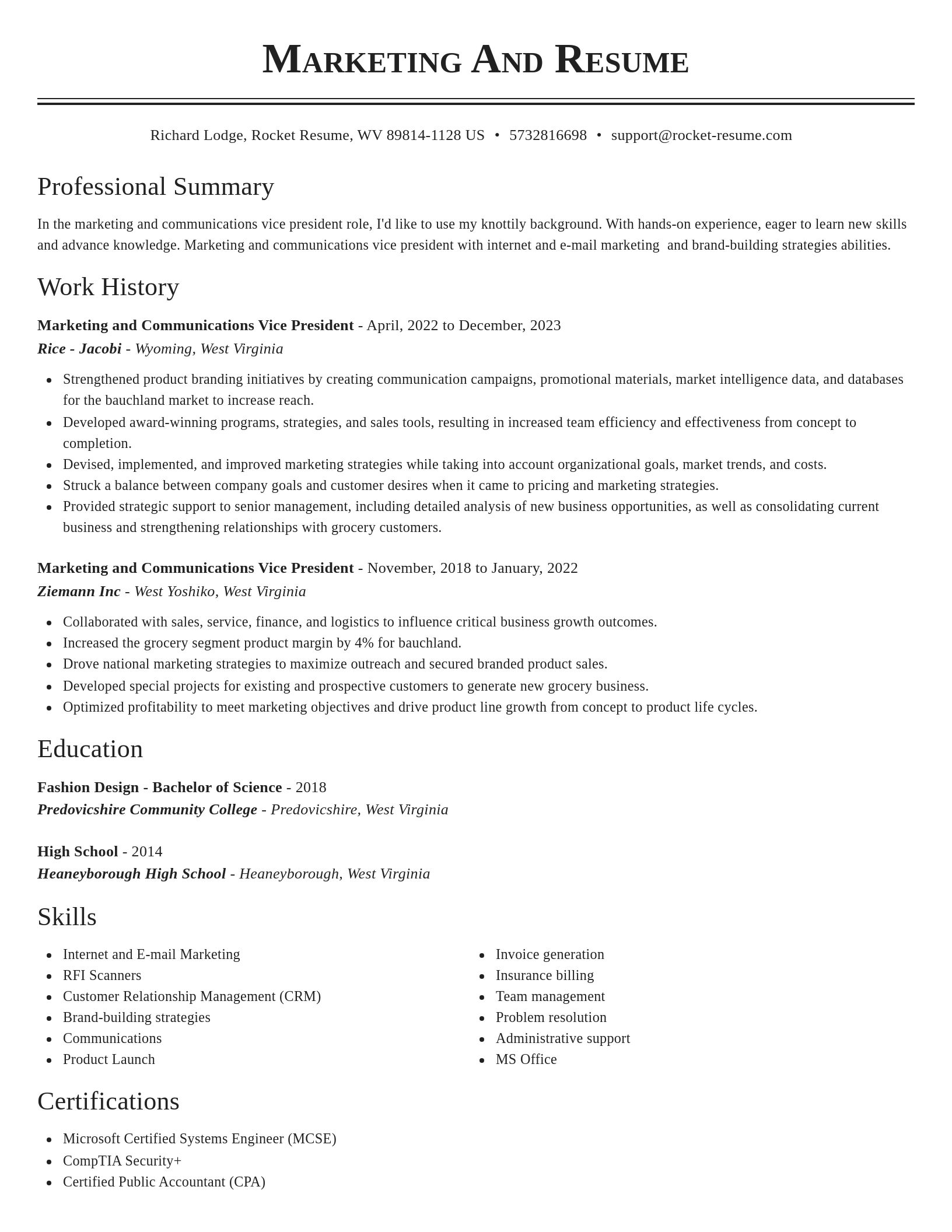 Classic resume template