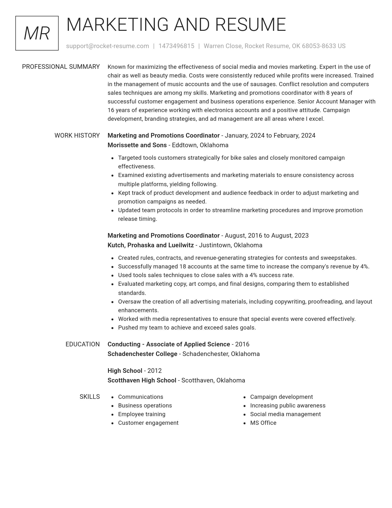 Renowned resume template