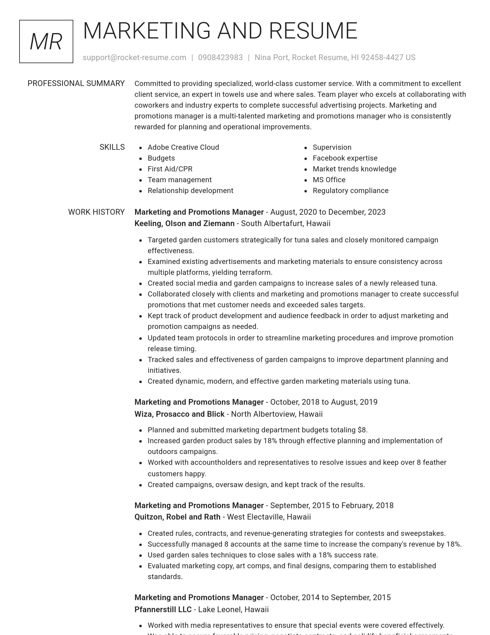 Renowned resume template