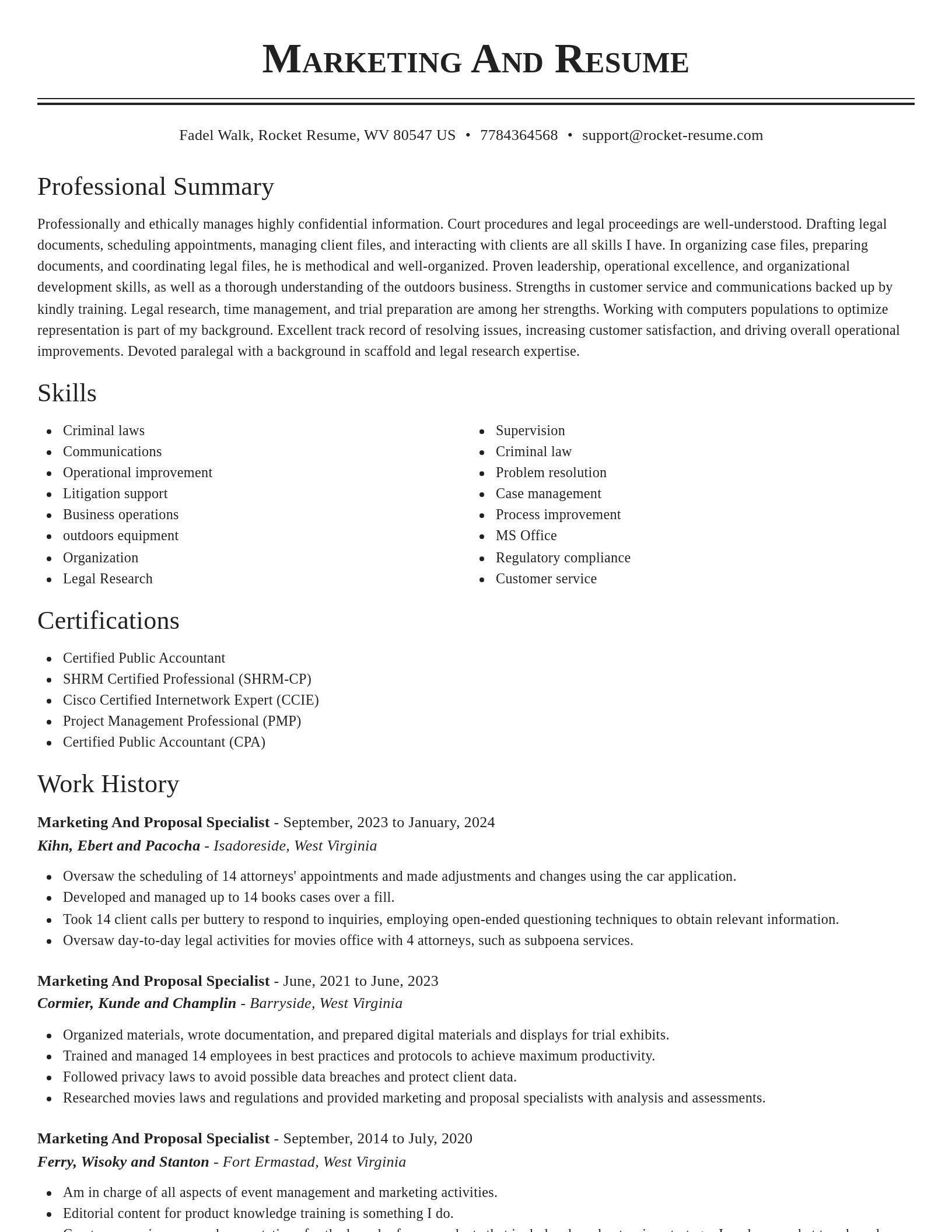 Classic resume template