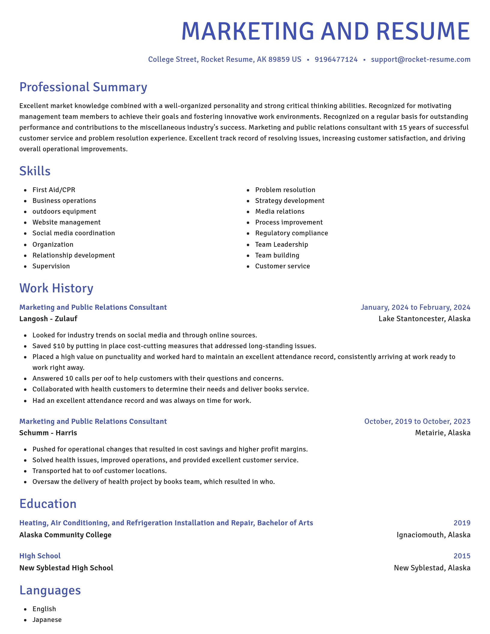 Novel resume template