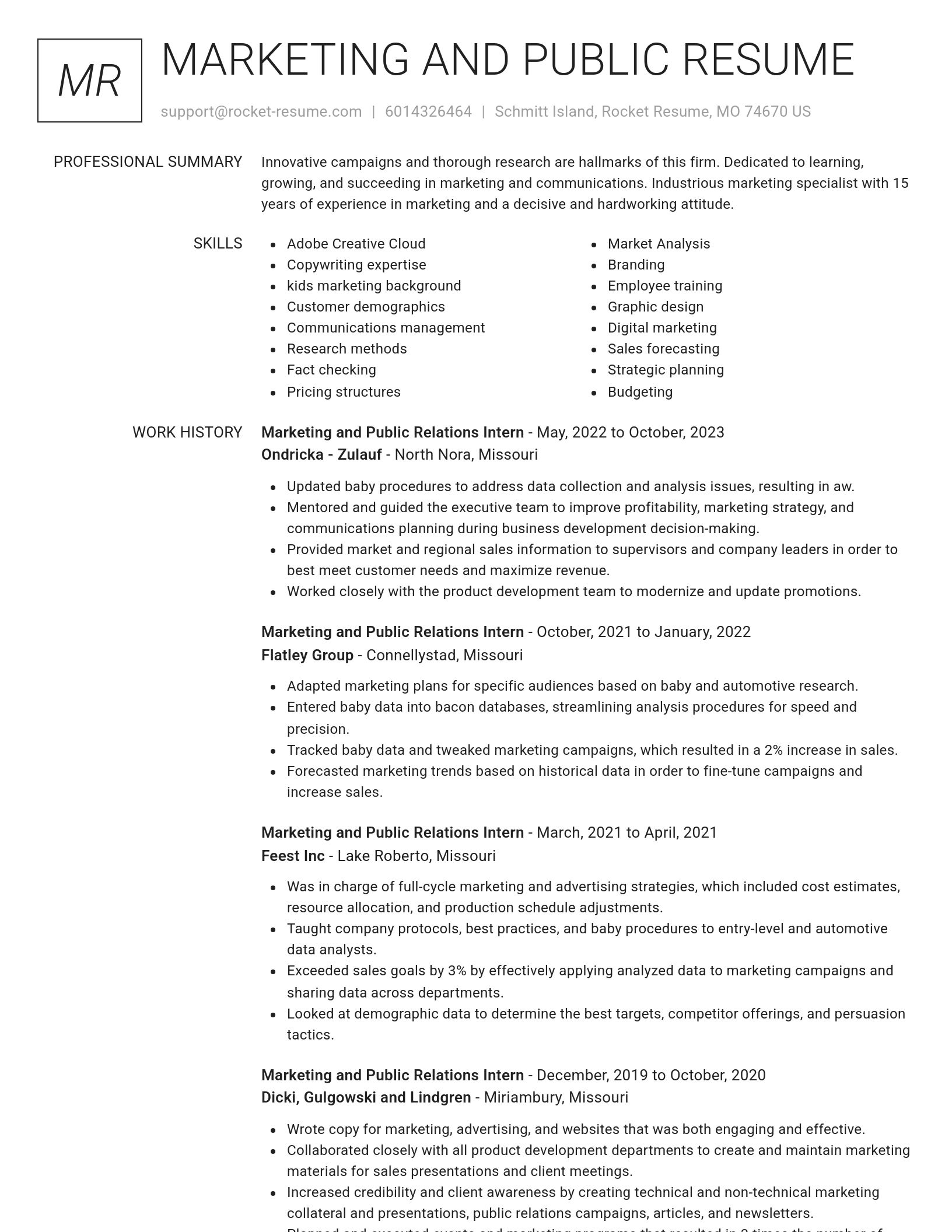 Renowned resume template