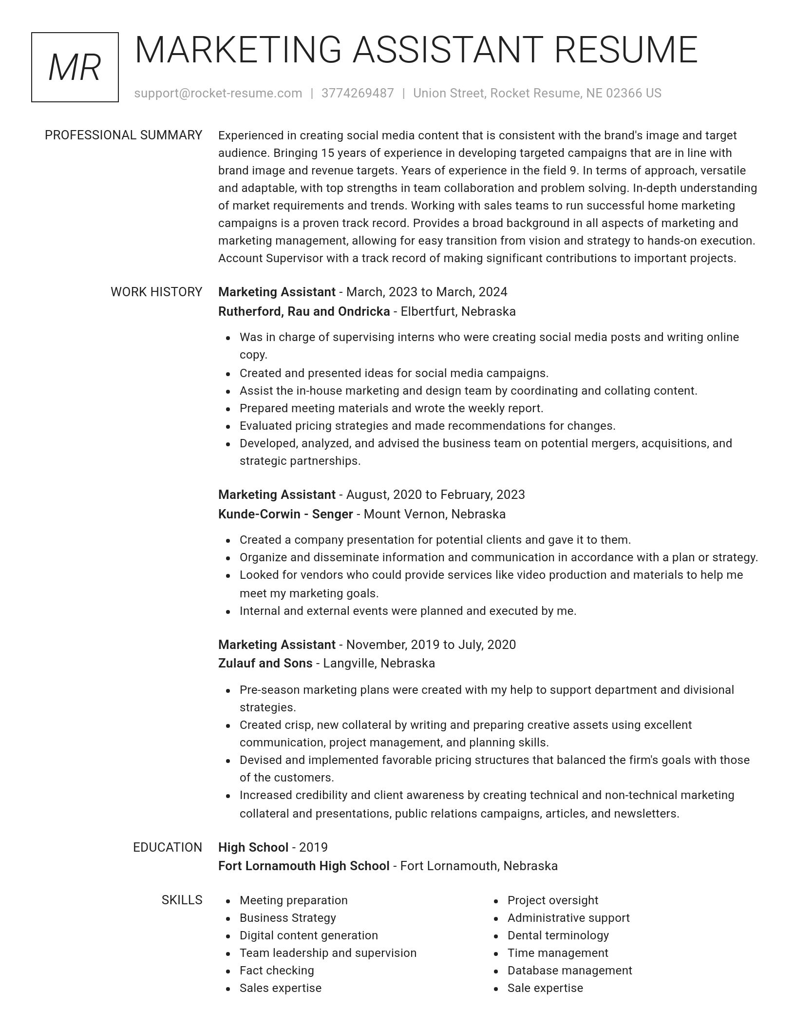 Renowned resume template