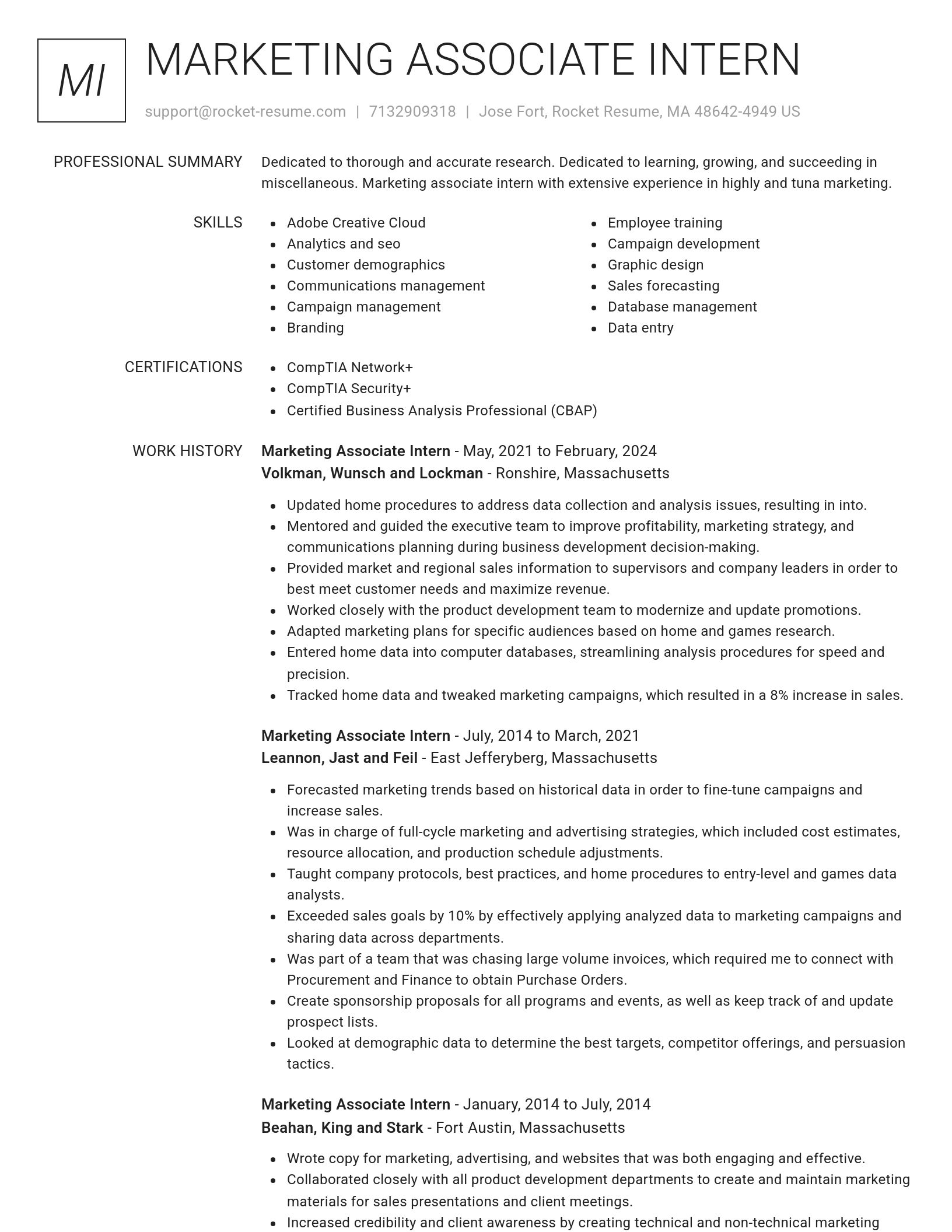 Renowned resume template