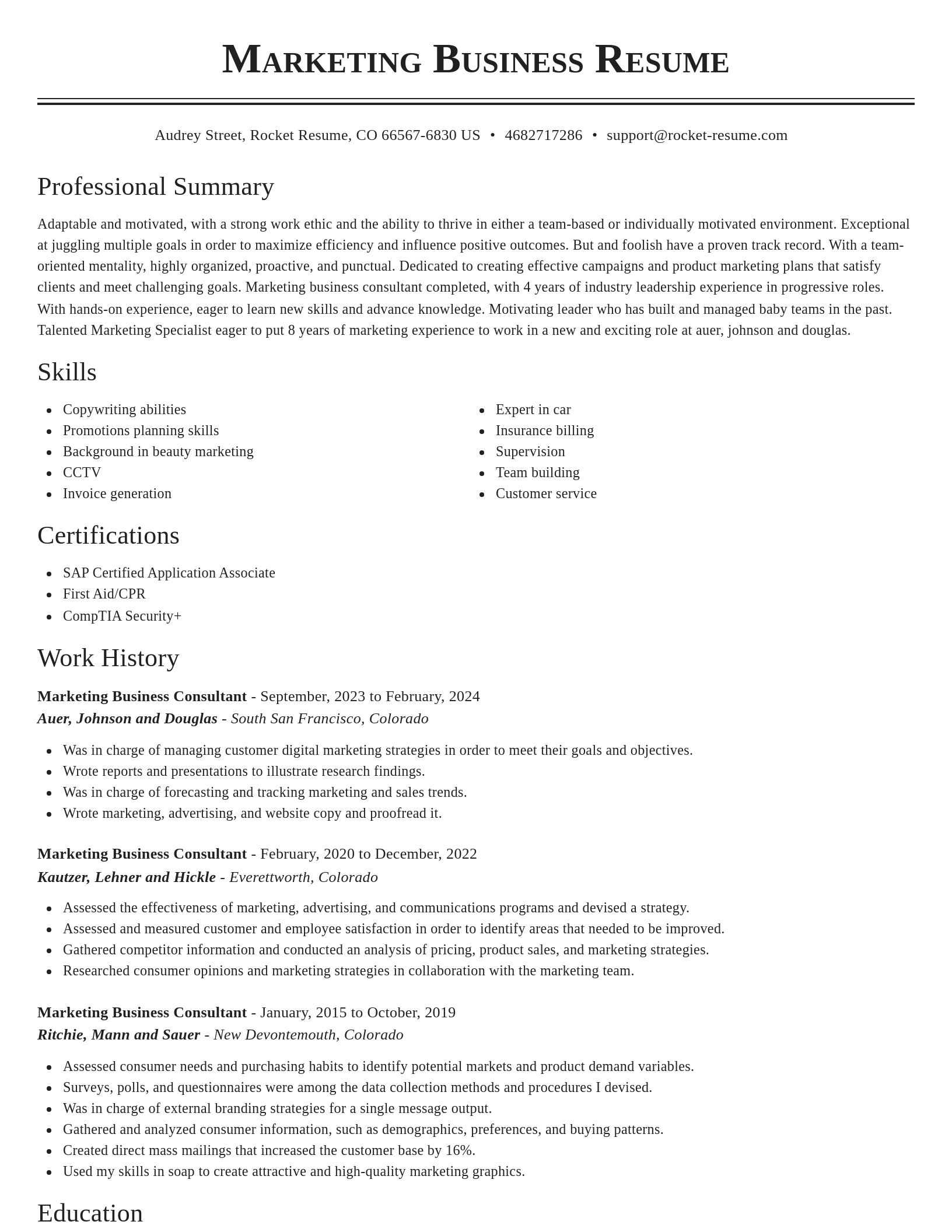 Classic resume template