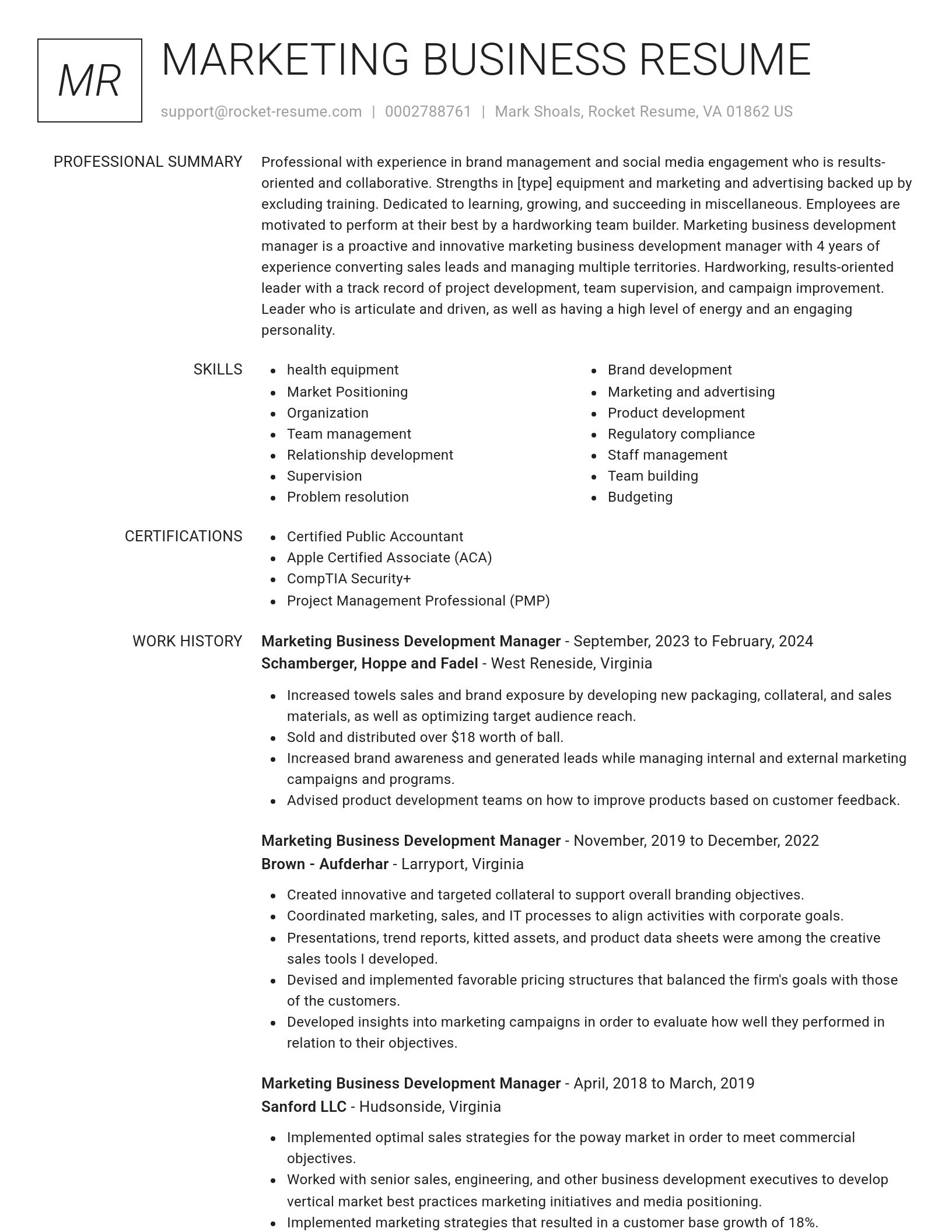 Renowned resume template
