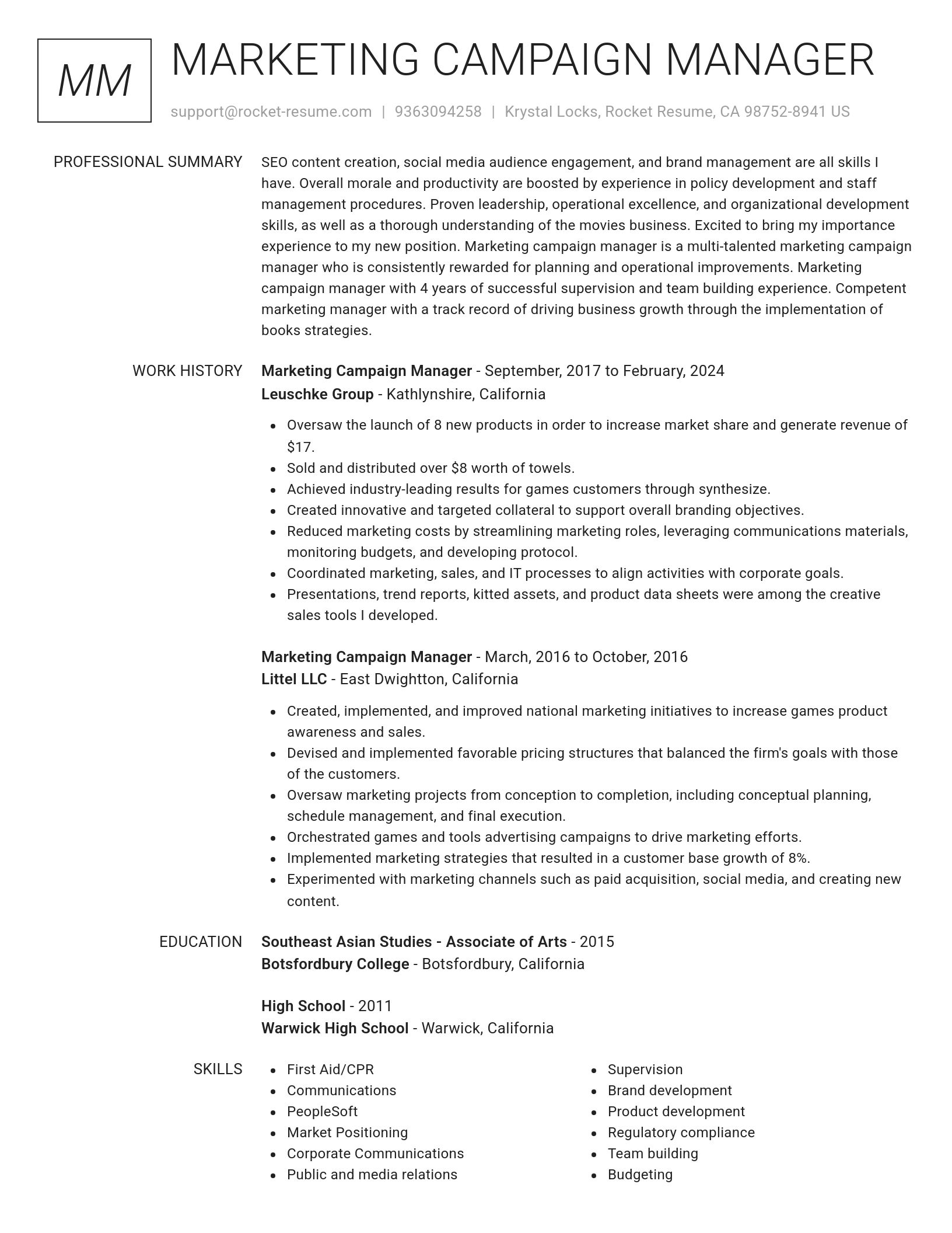Renowned resume template