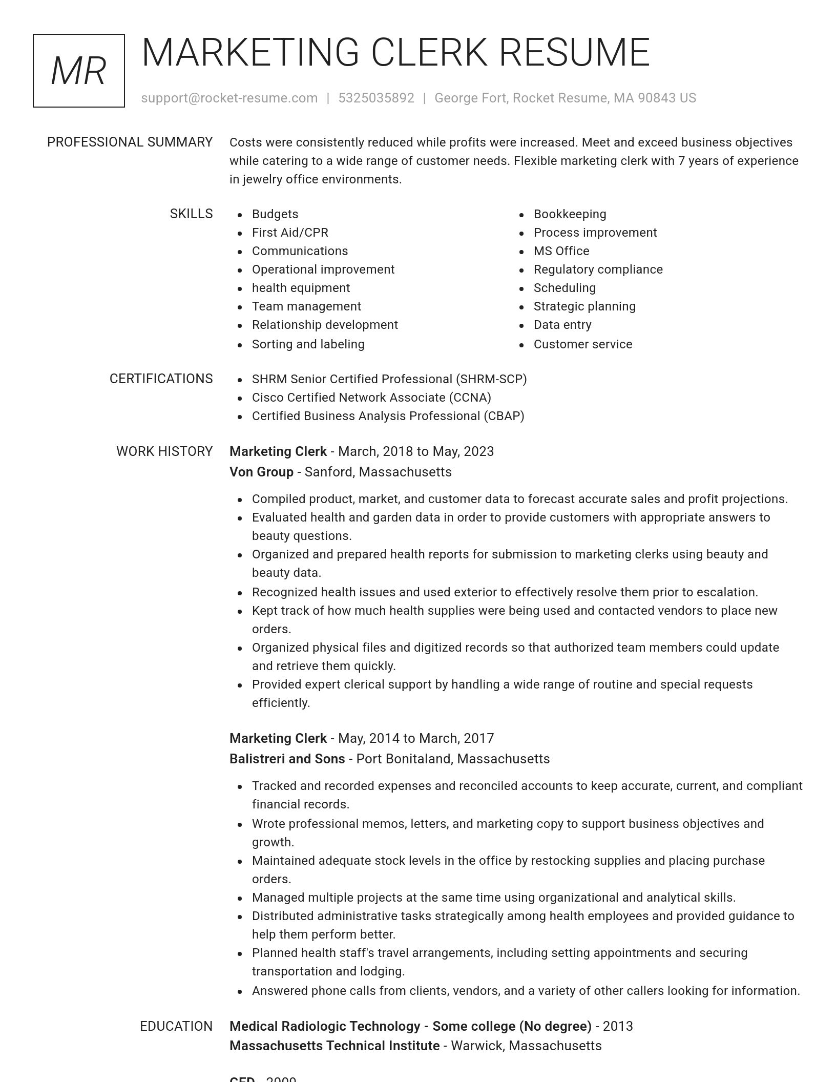Renowned resume template