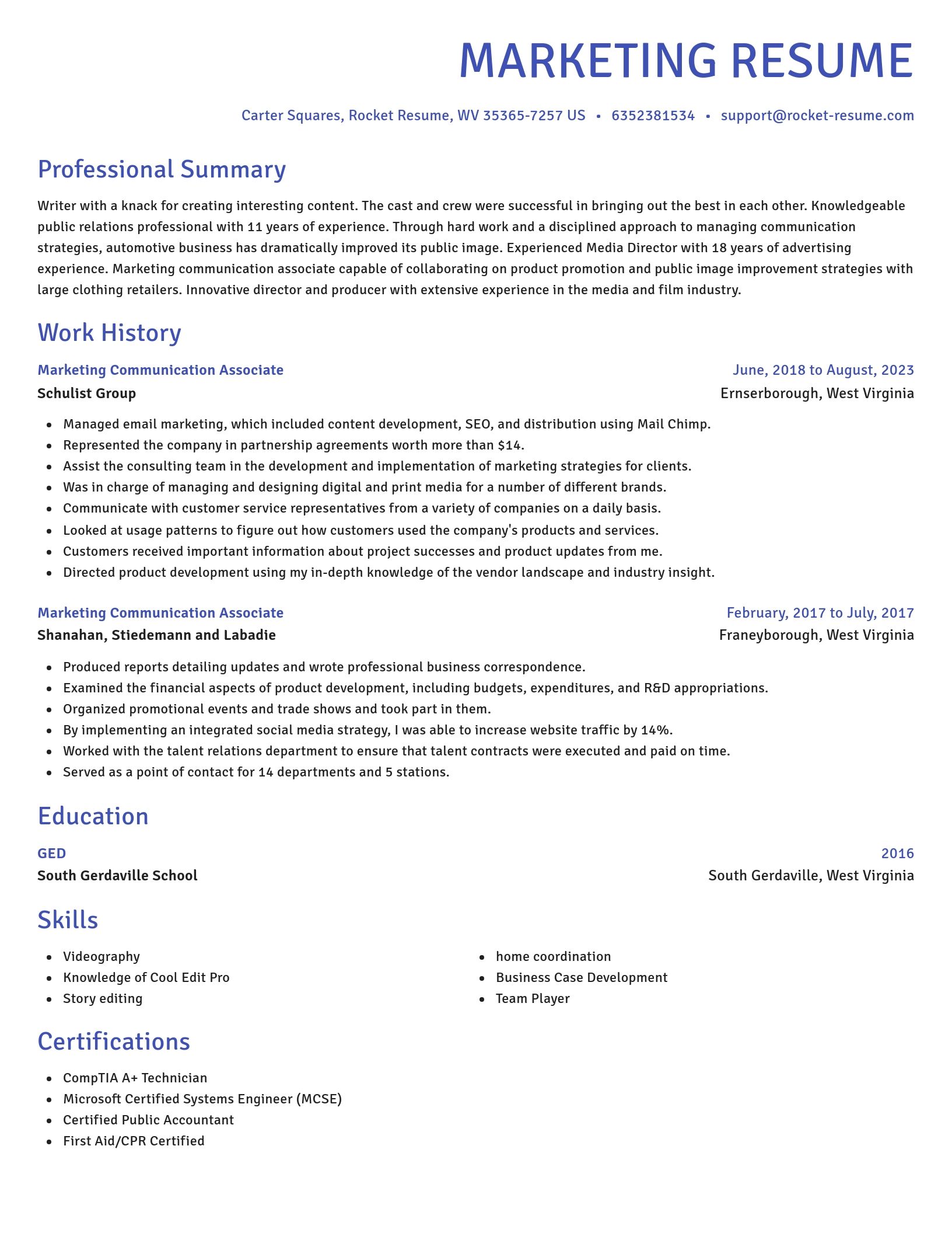 Novel resume template