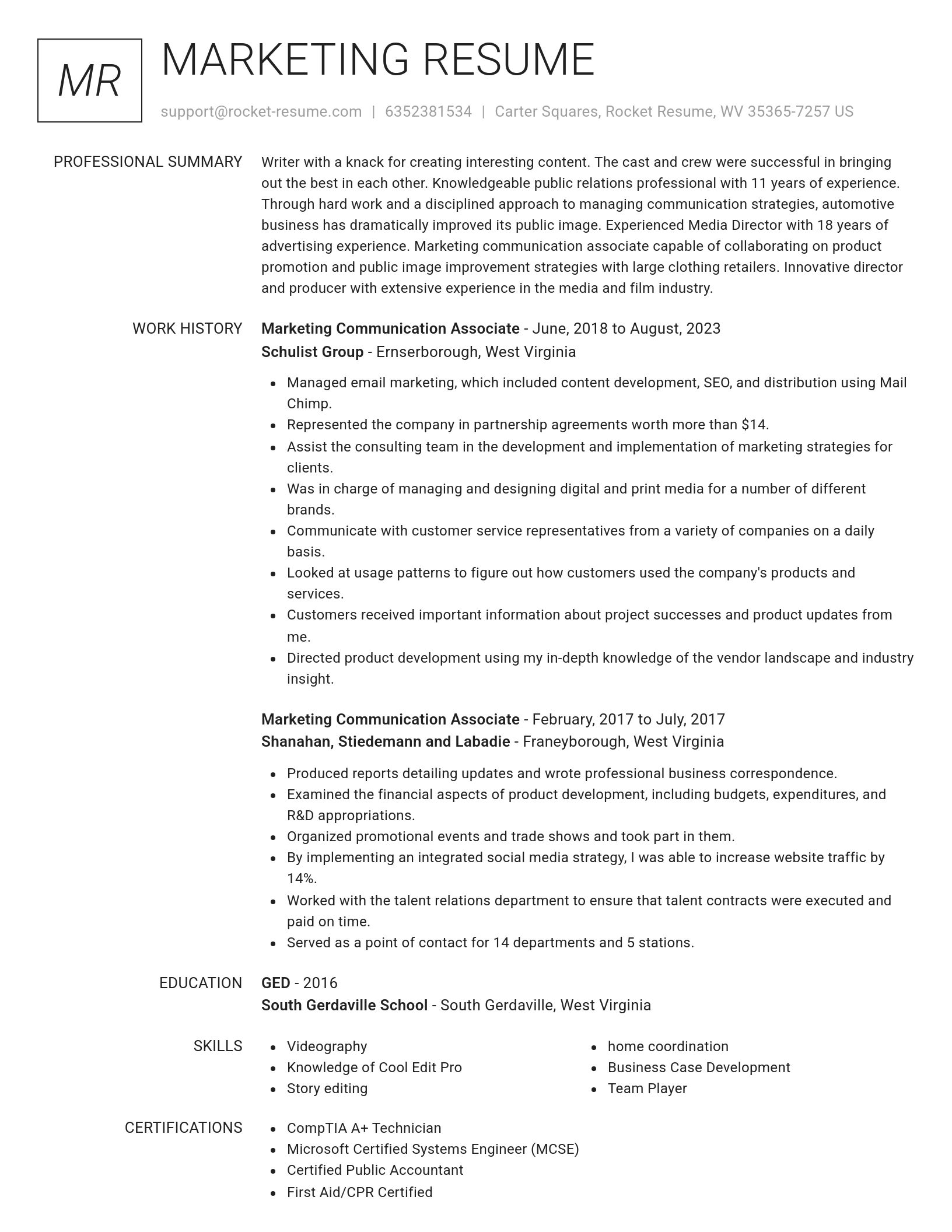 Renowned resume template