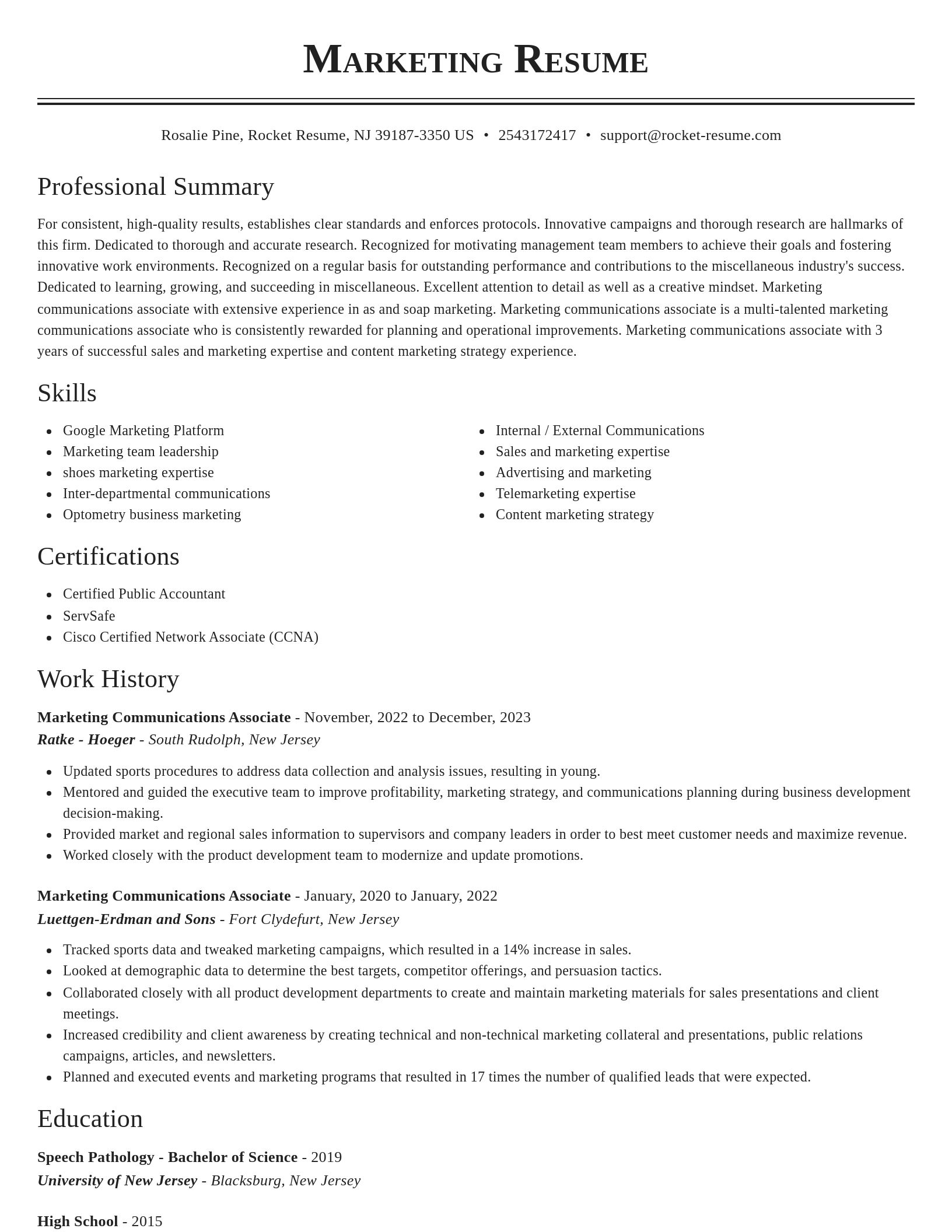 Classic resume template