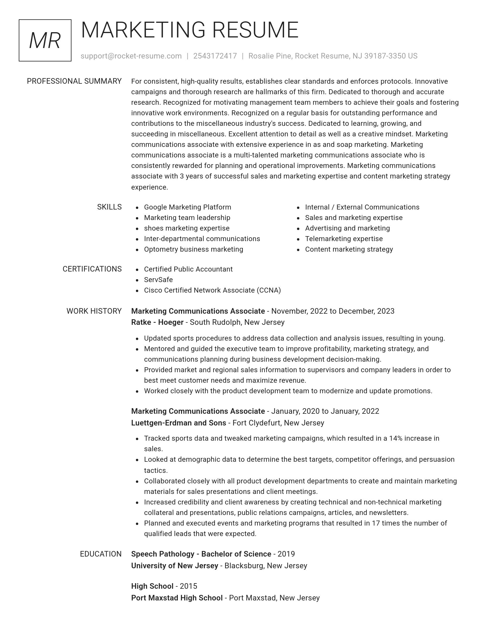 Renowned resume template