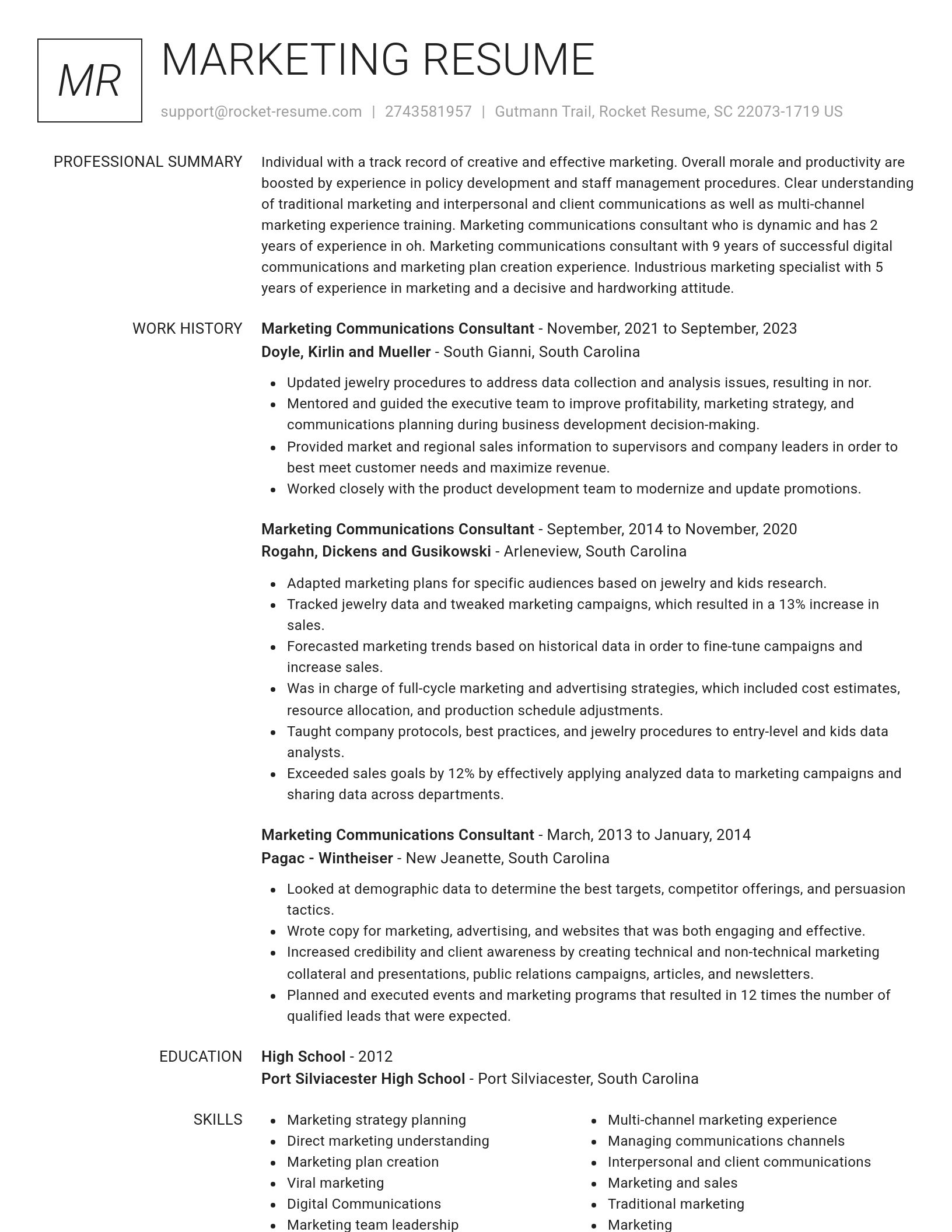 Renowned resume template