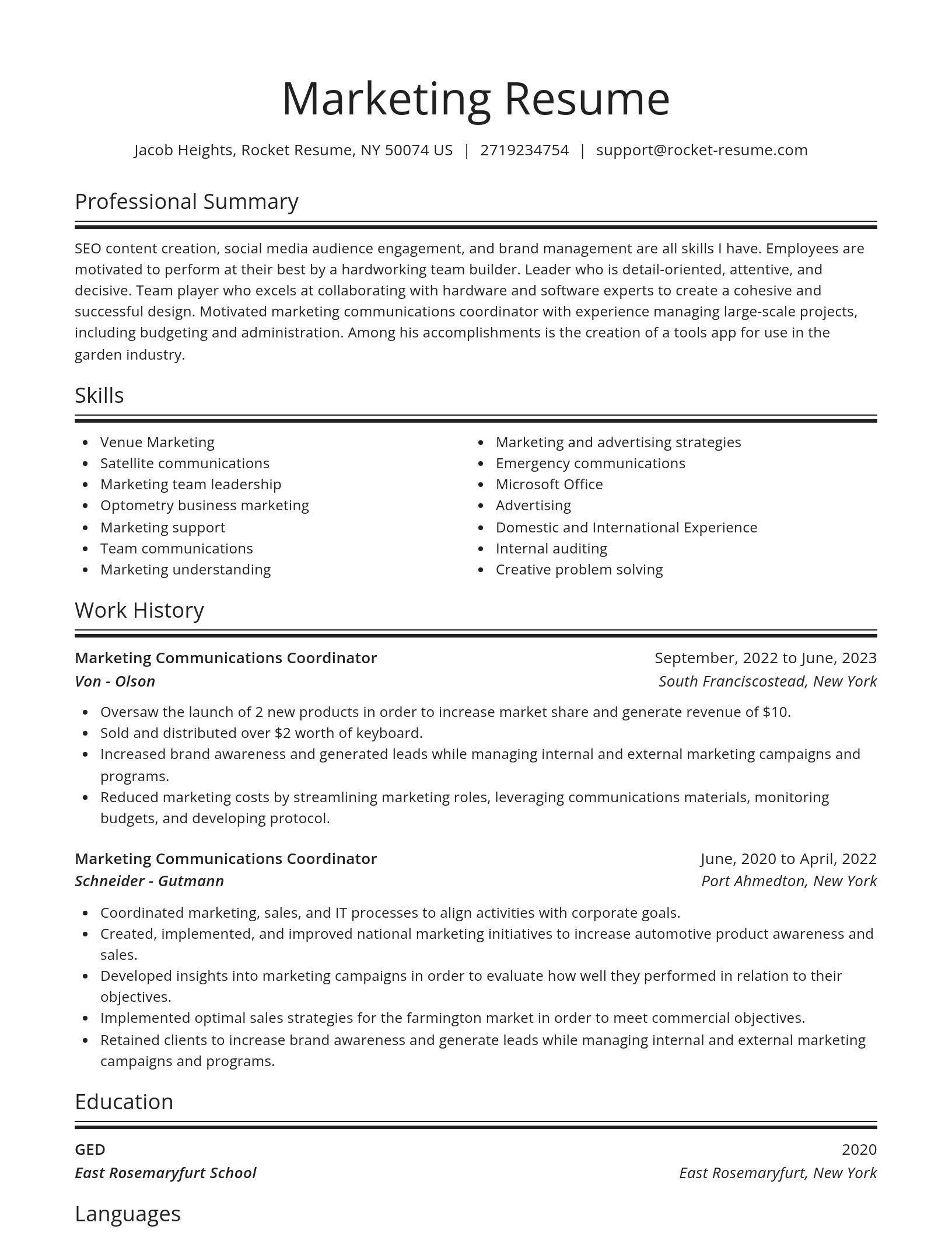 Spotlight resume template