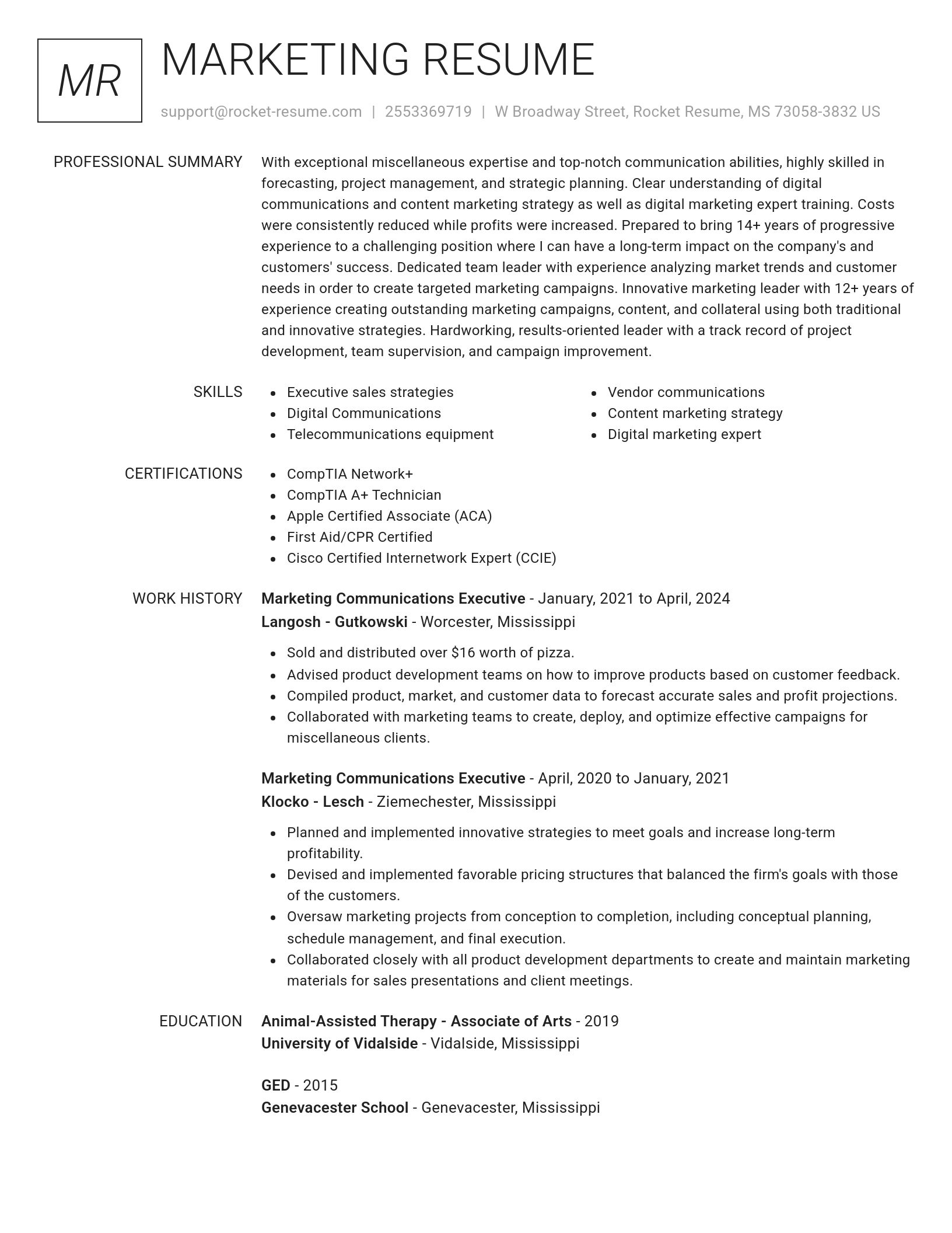 Renowned resume template