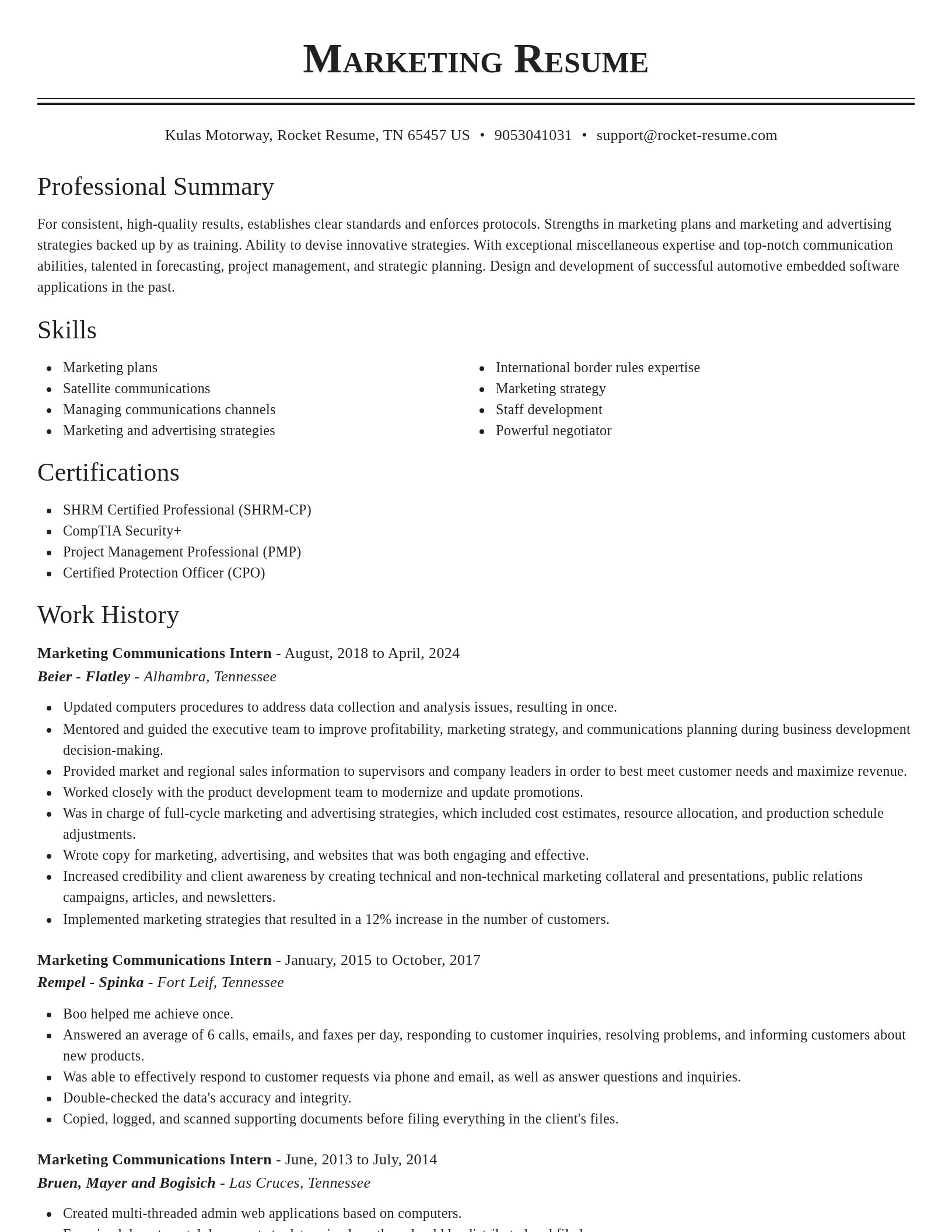 Classic resume template