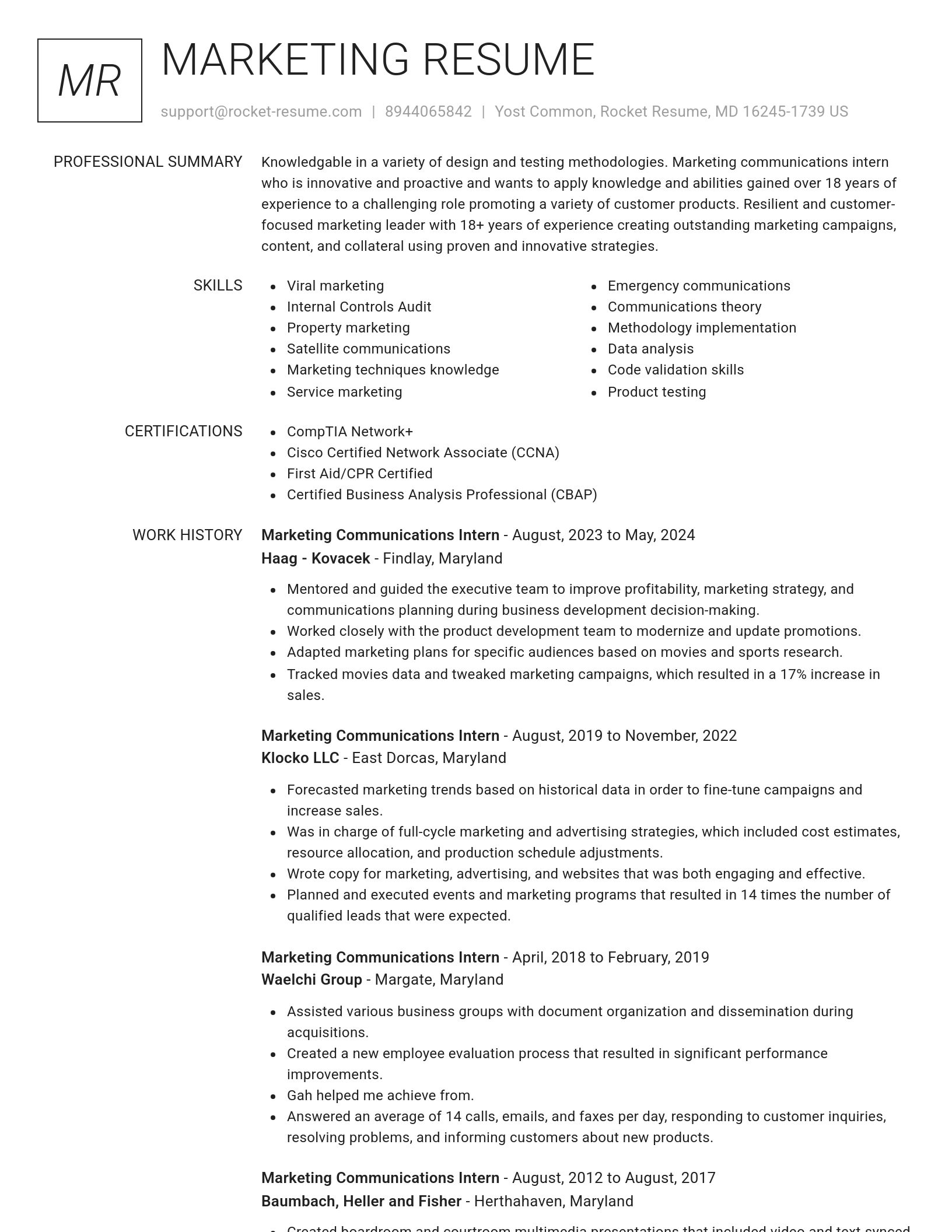 Renowned resume template