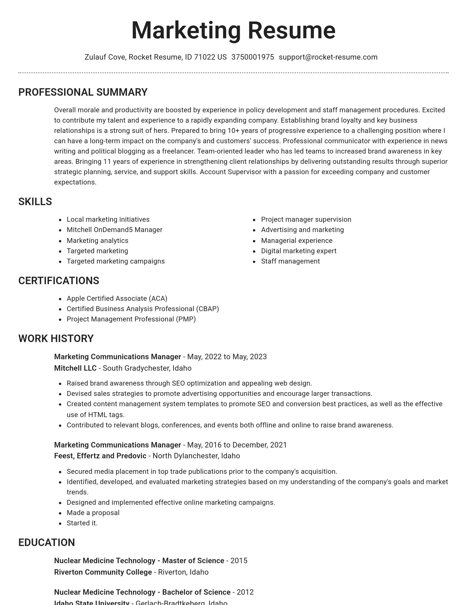 Brilliant resume template