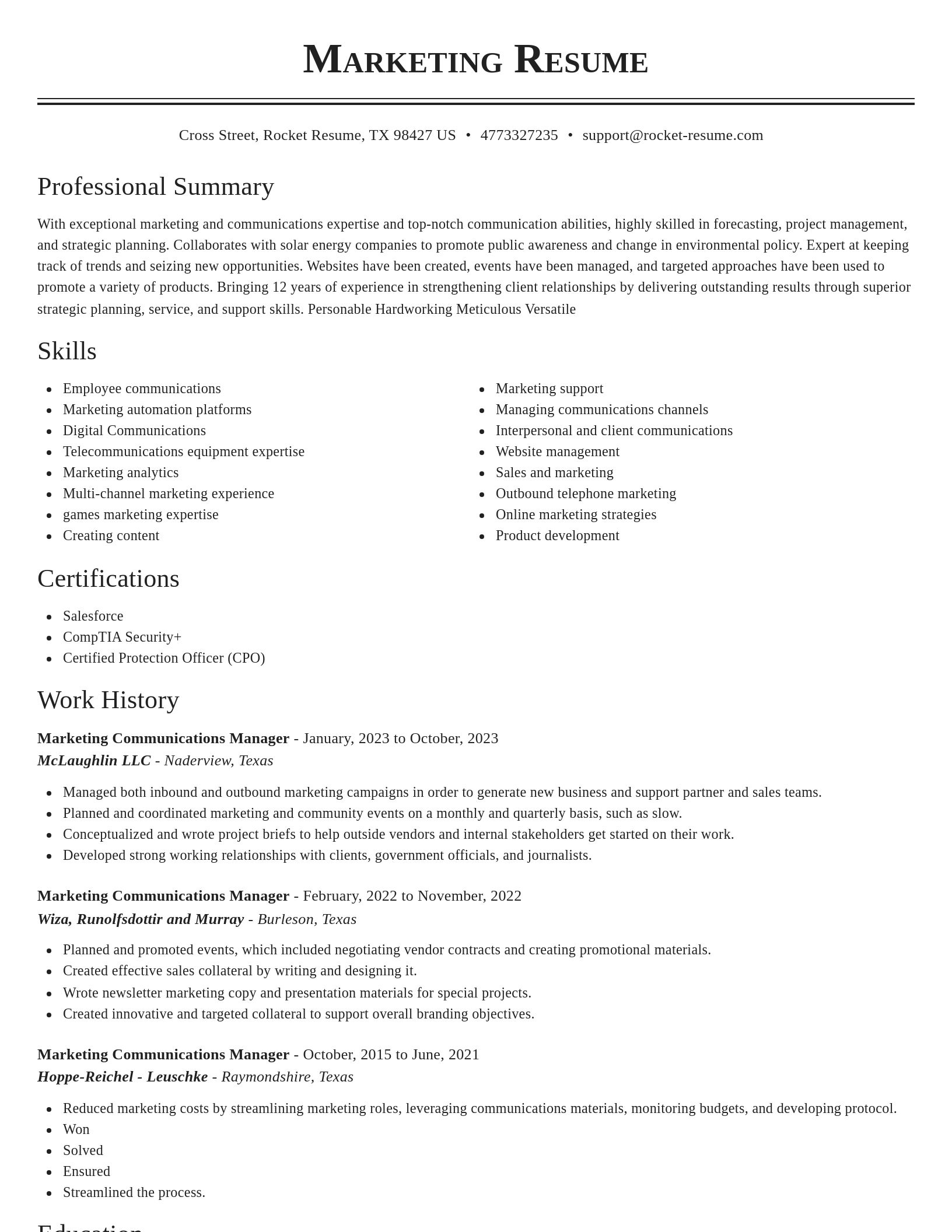 Classic resume template
