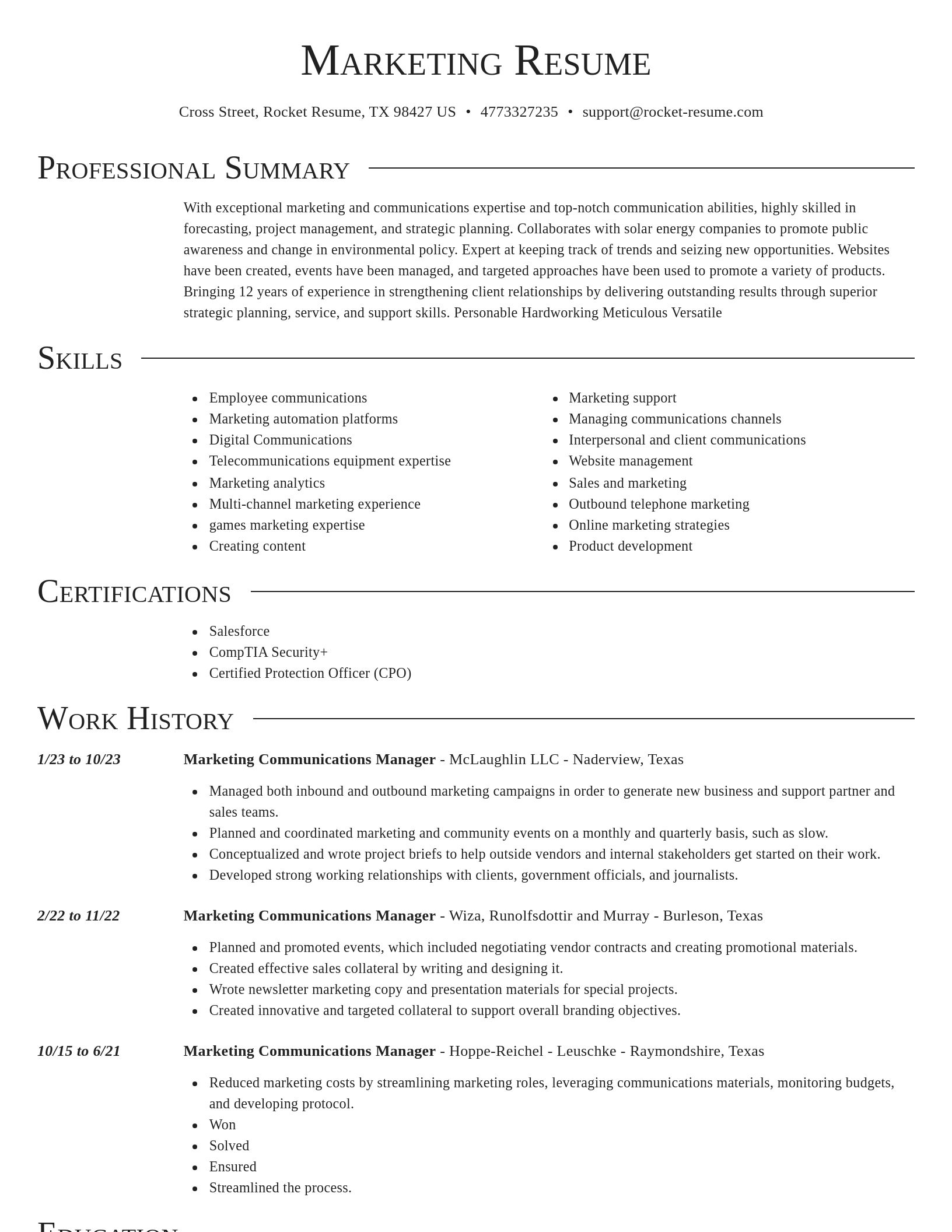 Director resume template