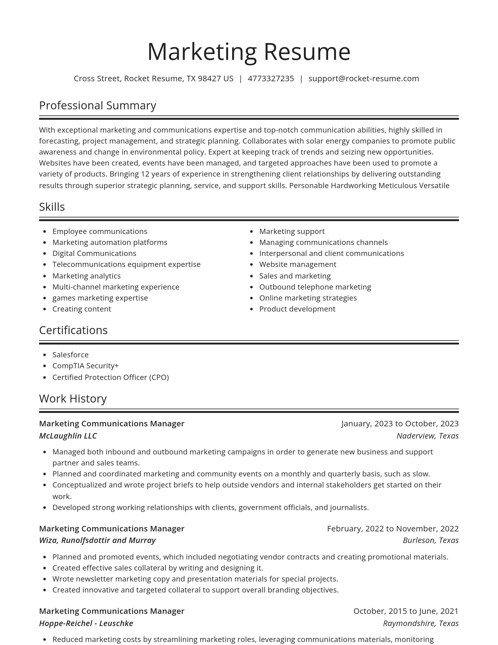 Spotlight resume template