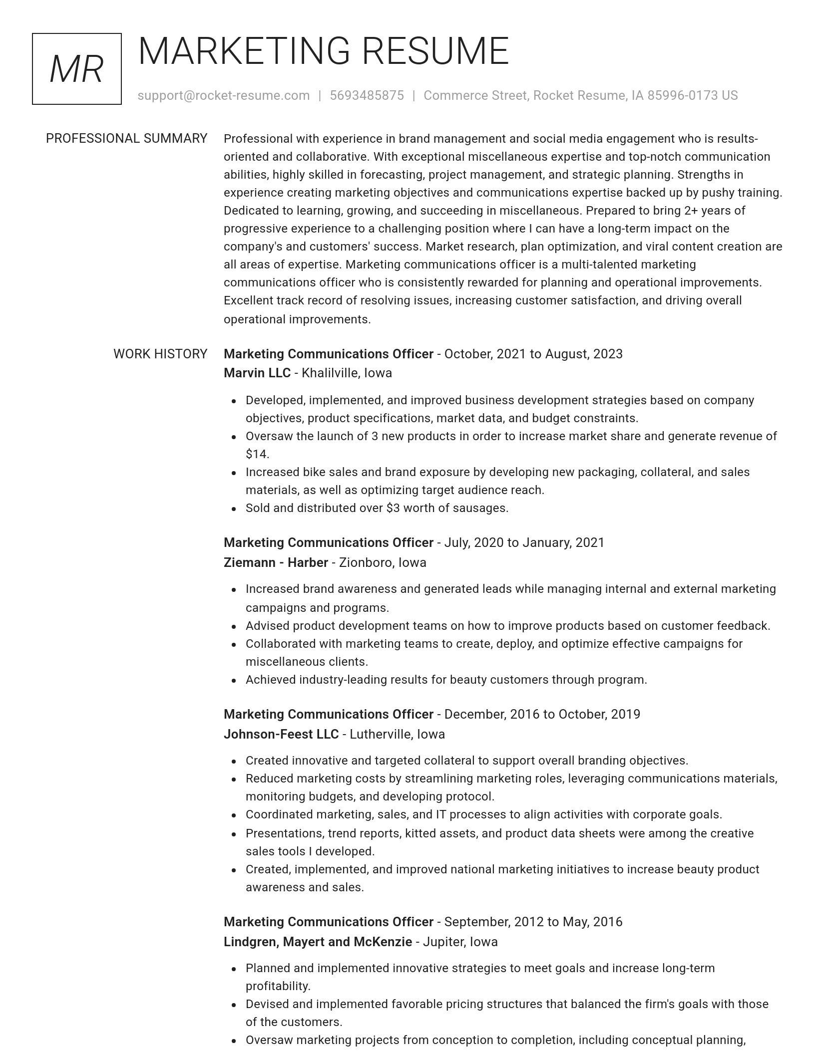 Renowned resume template