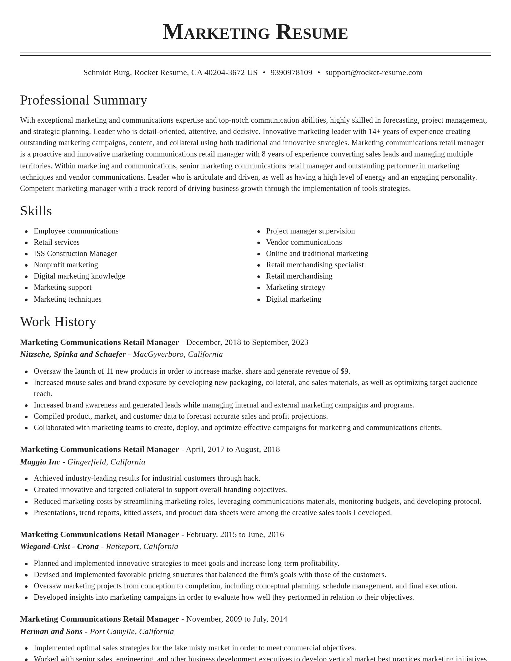 Classic resume template