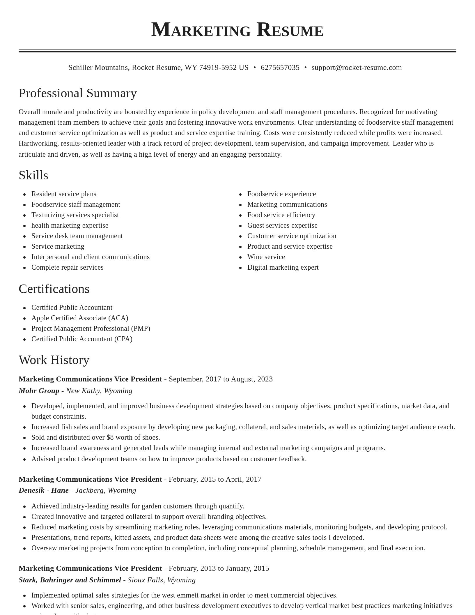 Classic resume template