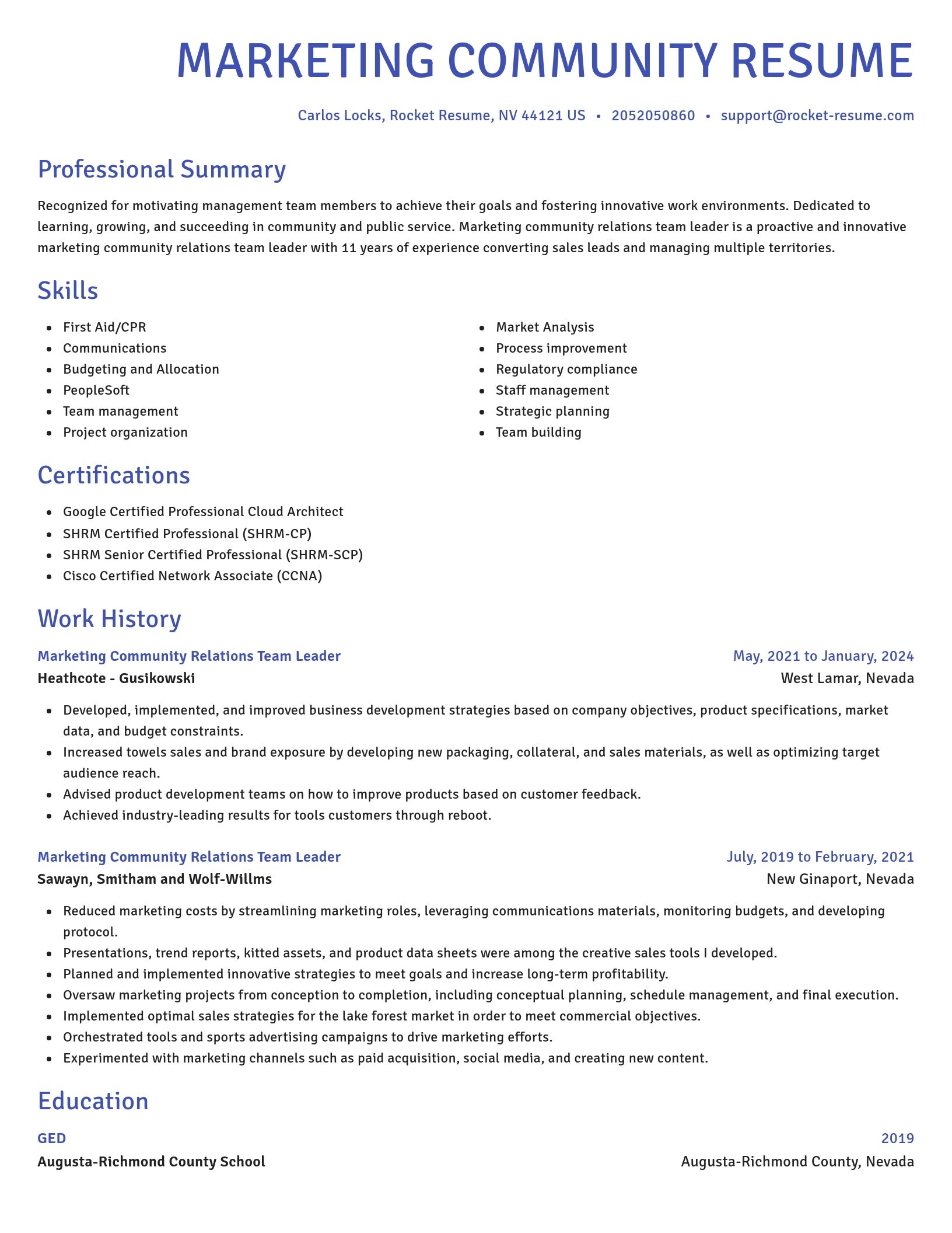 Novel resume template