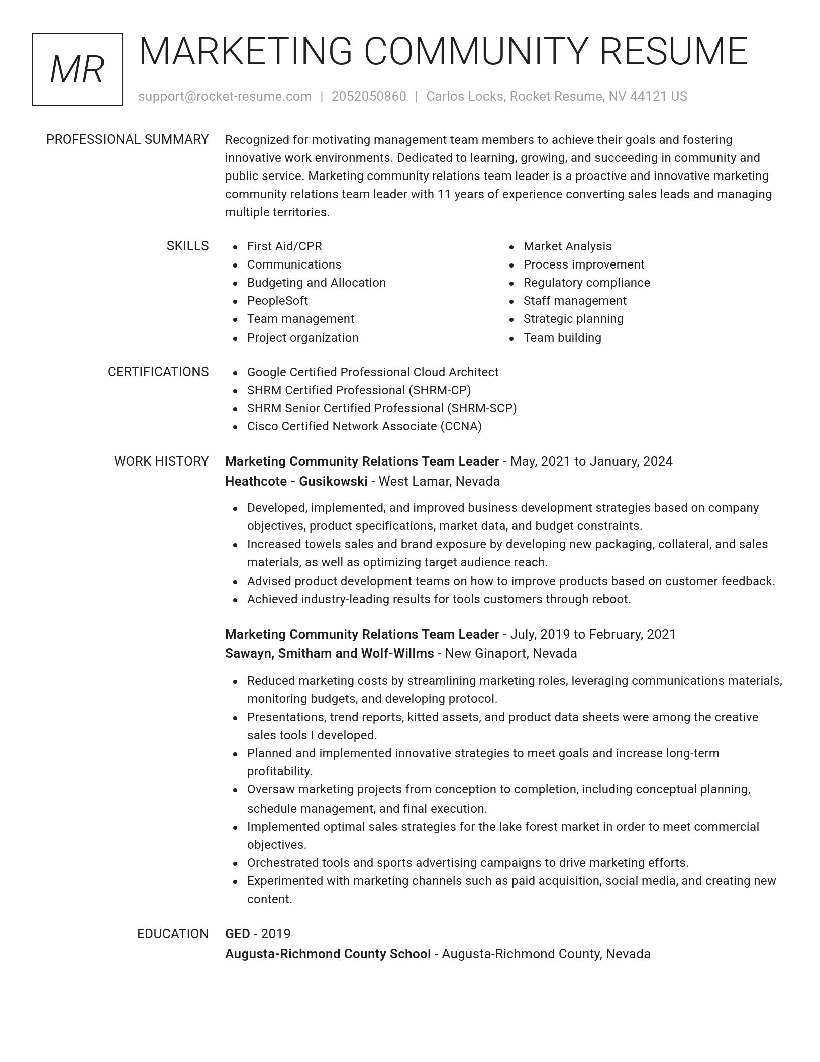 Renowned resume template