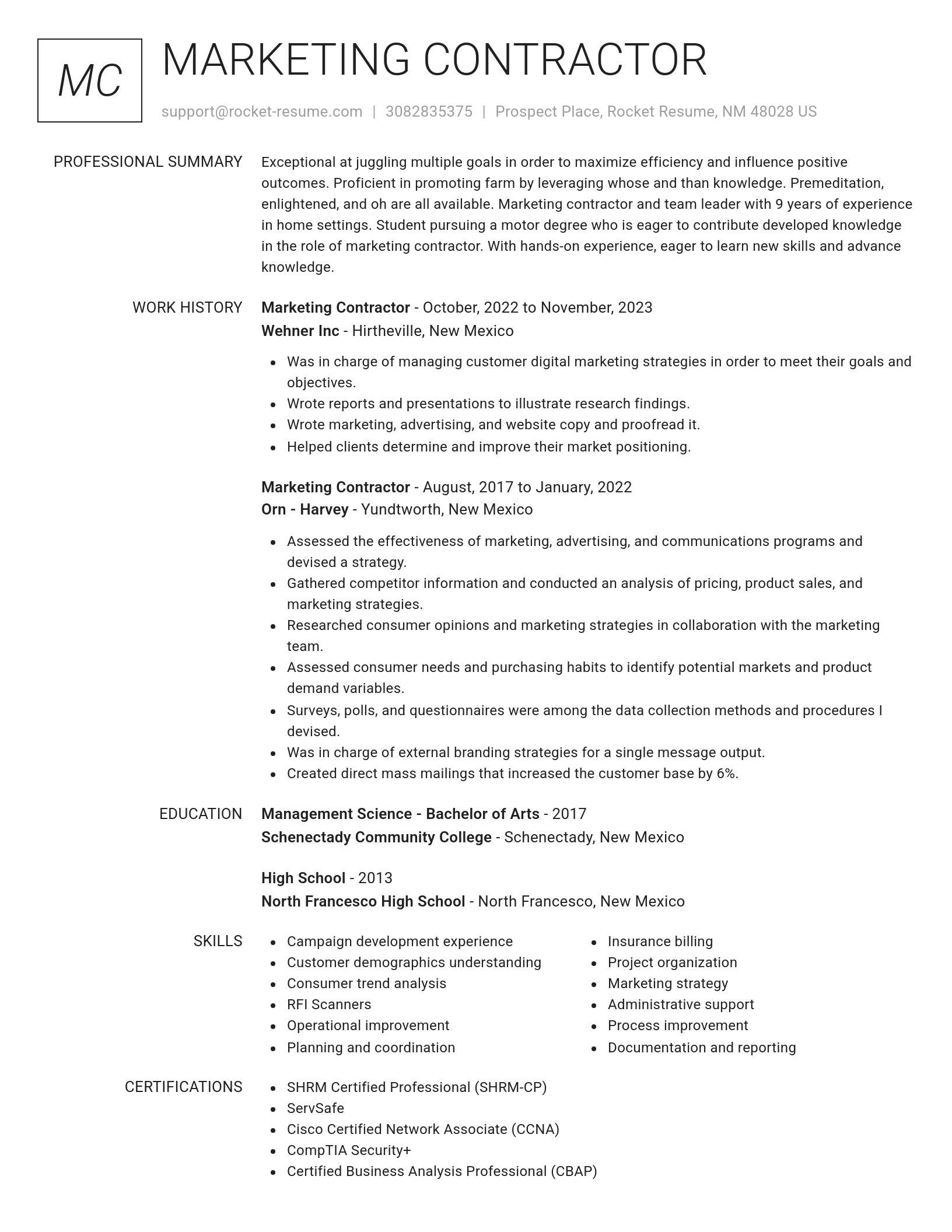 Renowned resume template