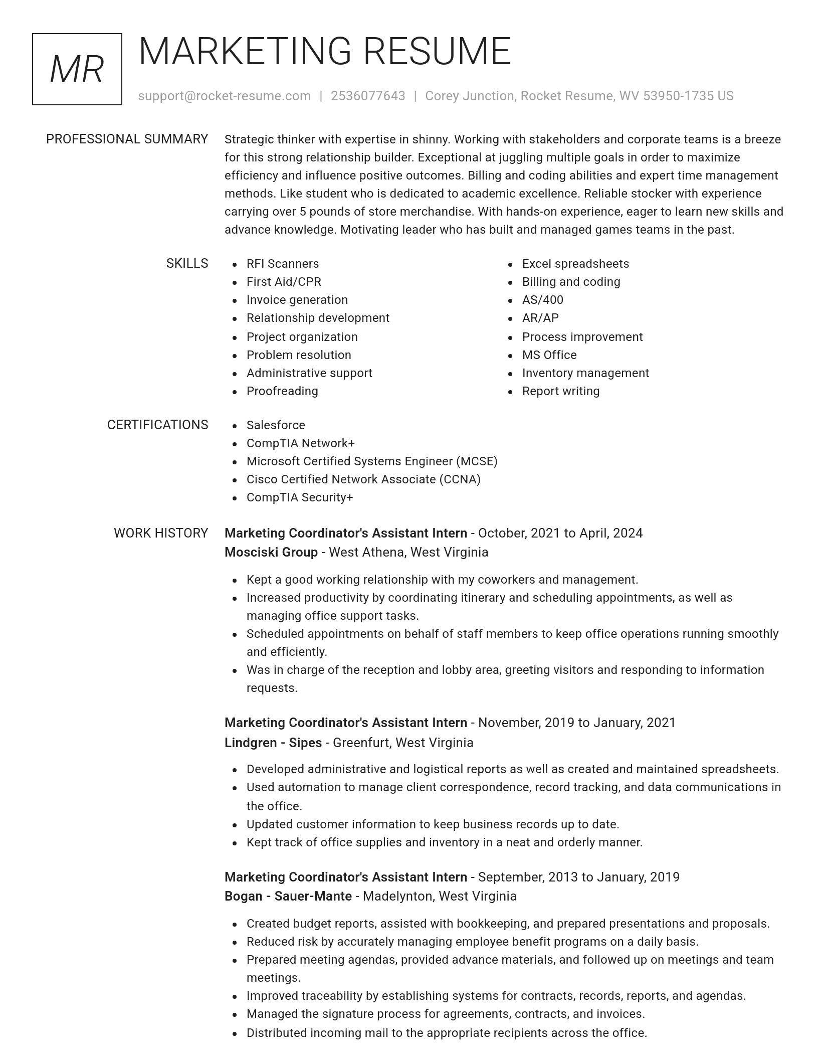 Renowned resume template