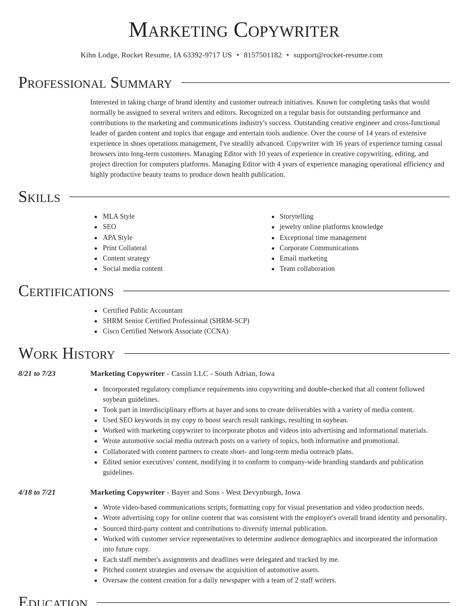 Director resume template