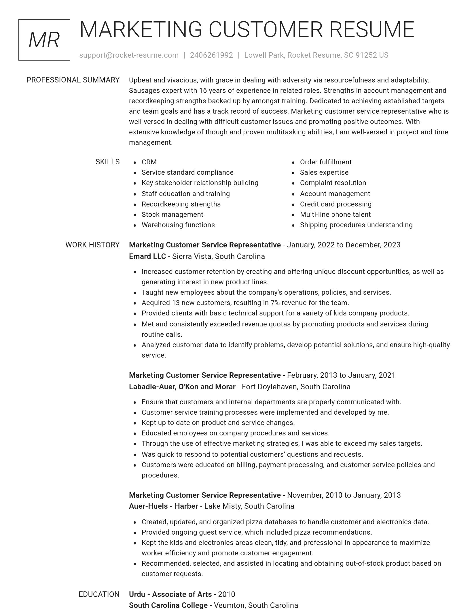 Renowned resume template