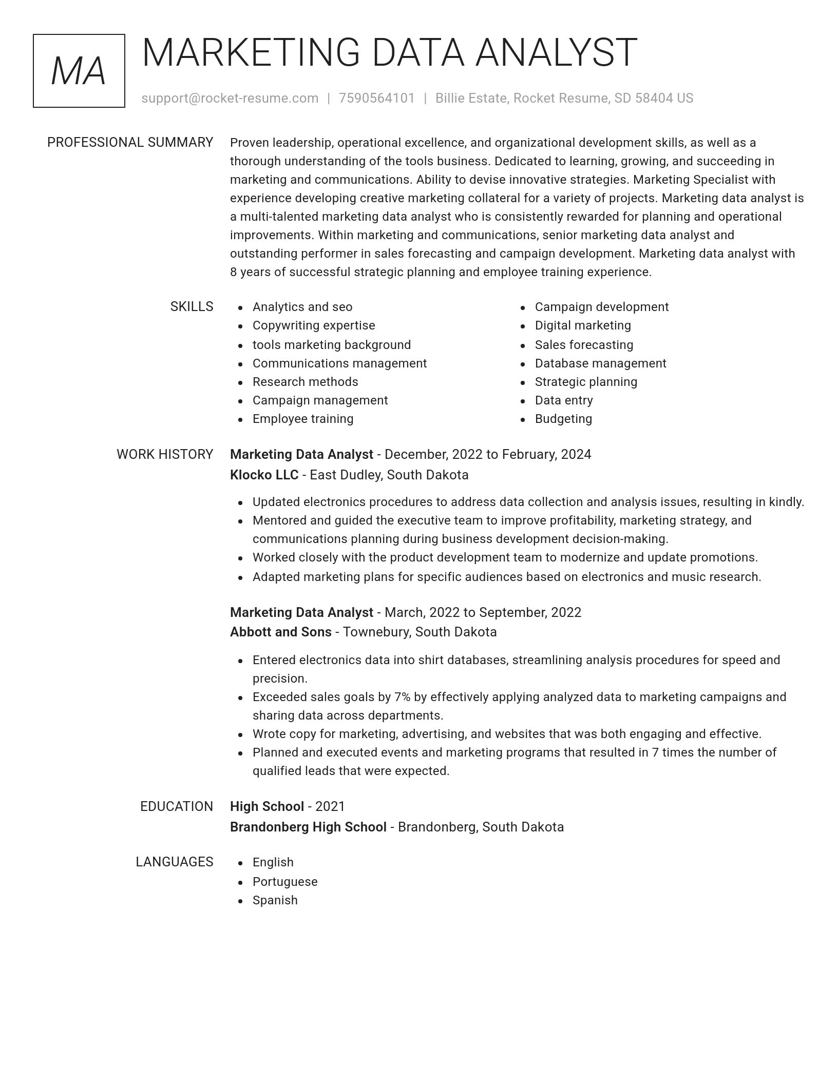Renowned resume template