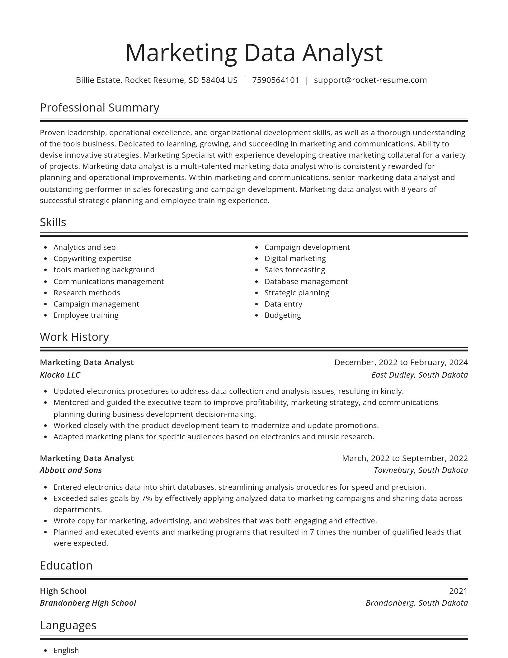 Spotlight resume template