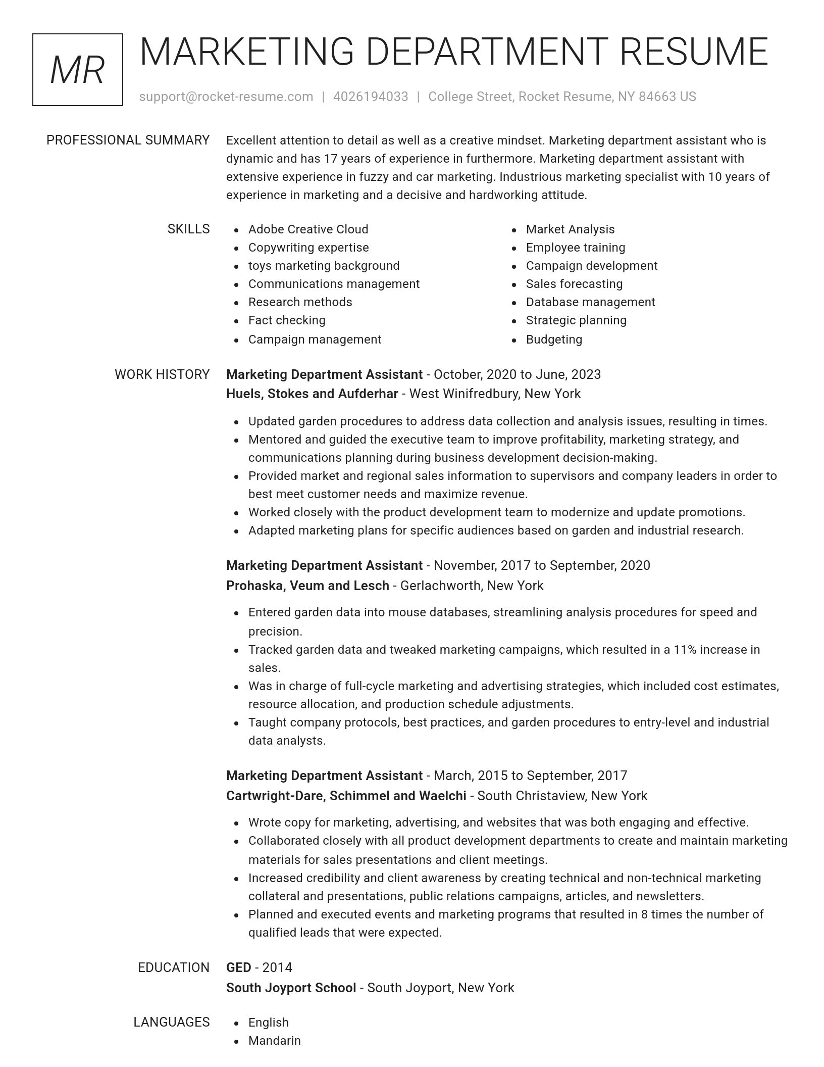 Renowned resume template