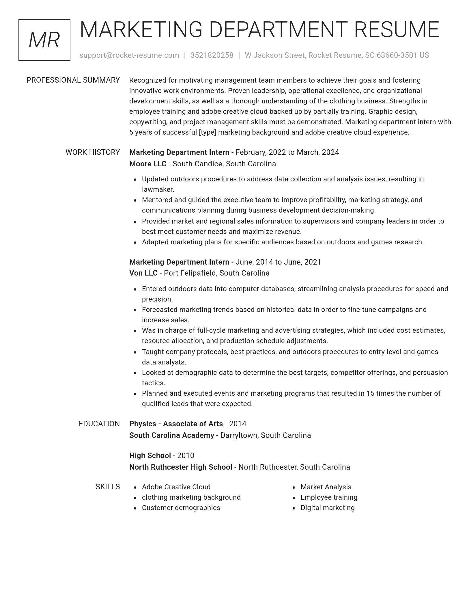 Renowned resume template