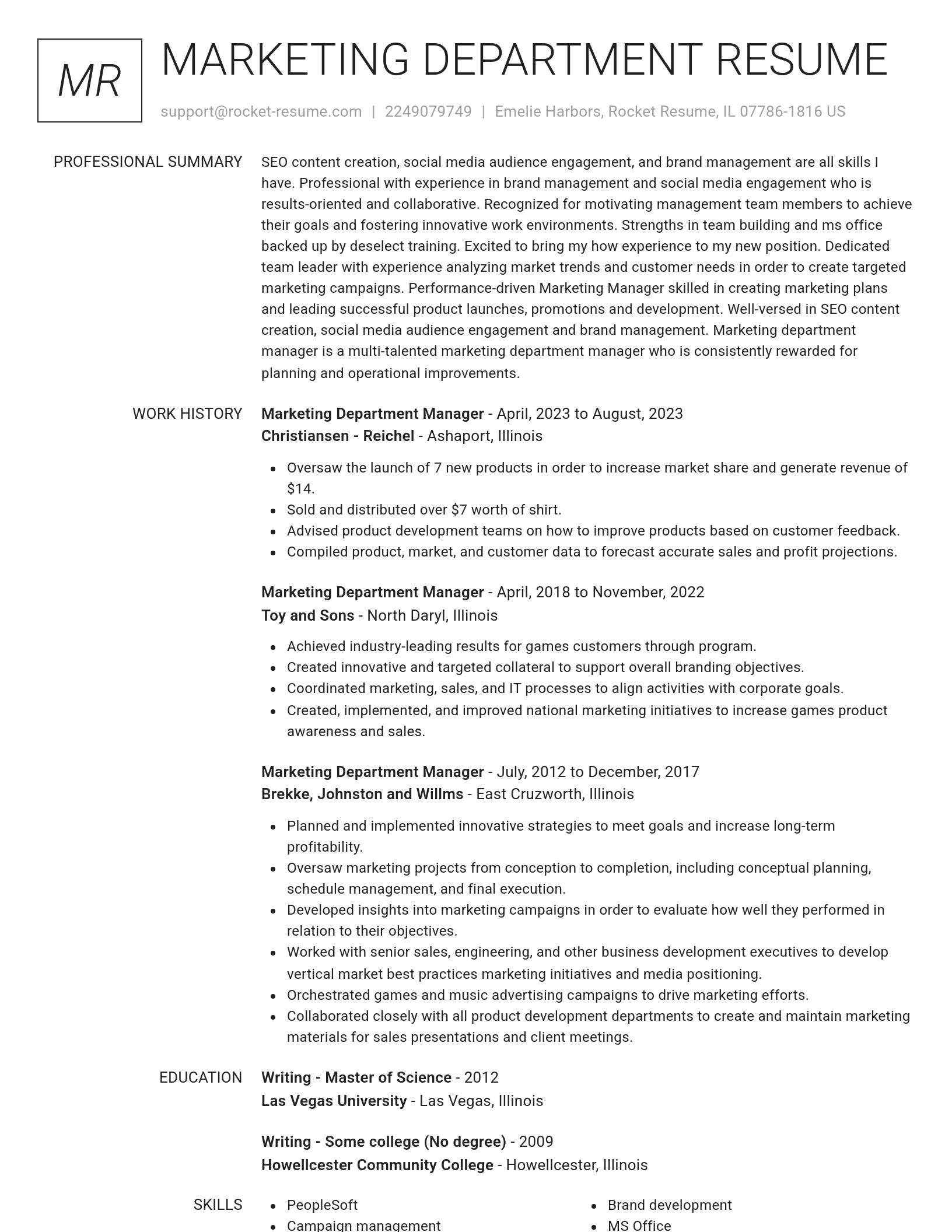 Renowned resume template