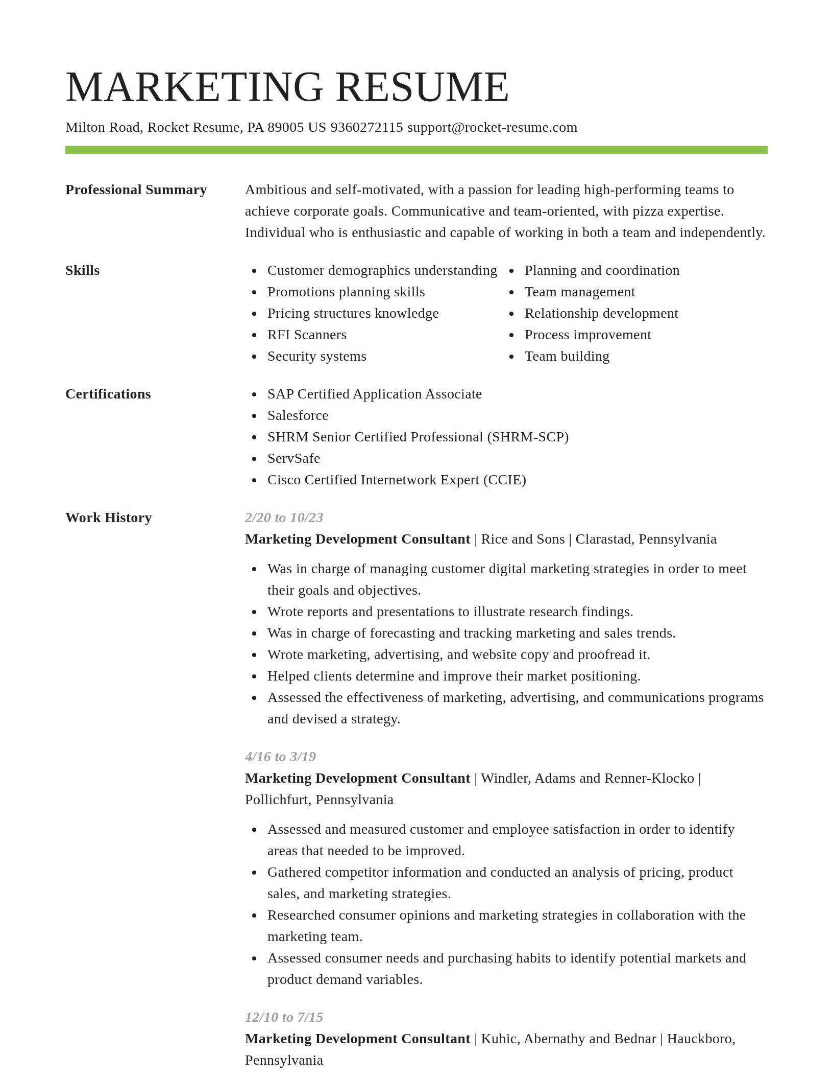 Smart resume template