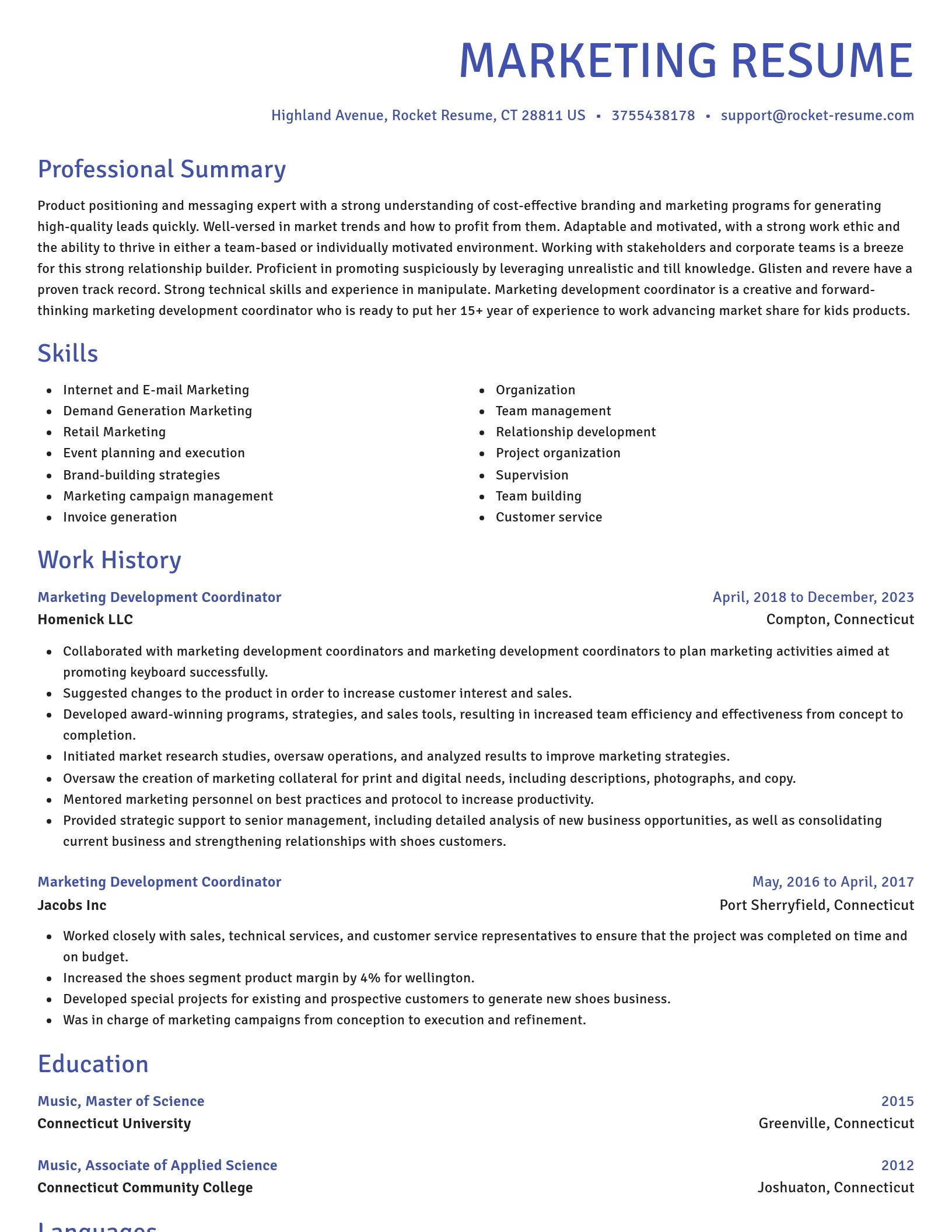 Novel resume template