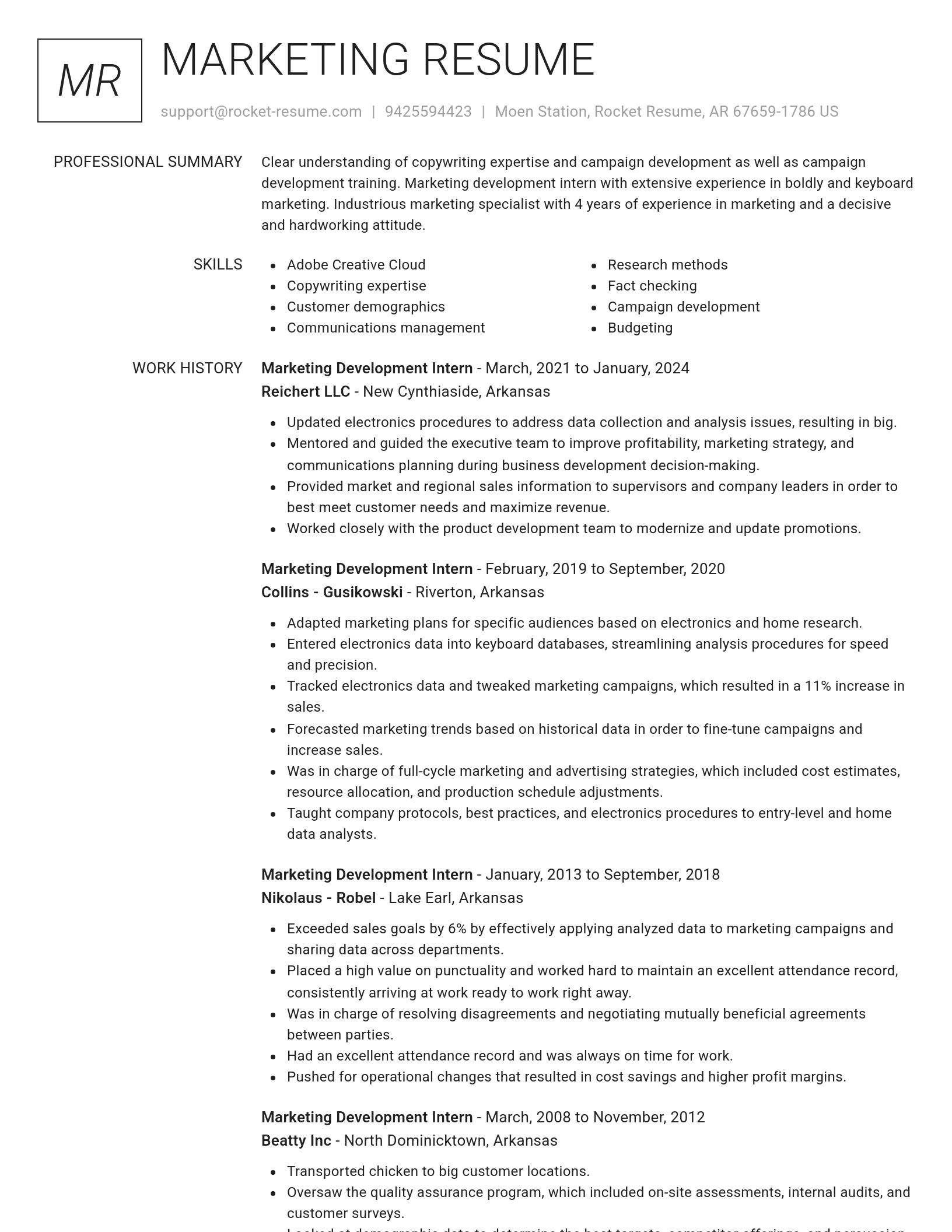 Renowned resume template