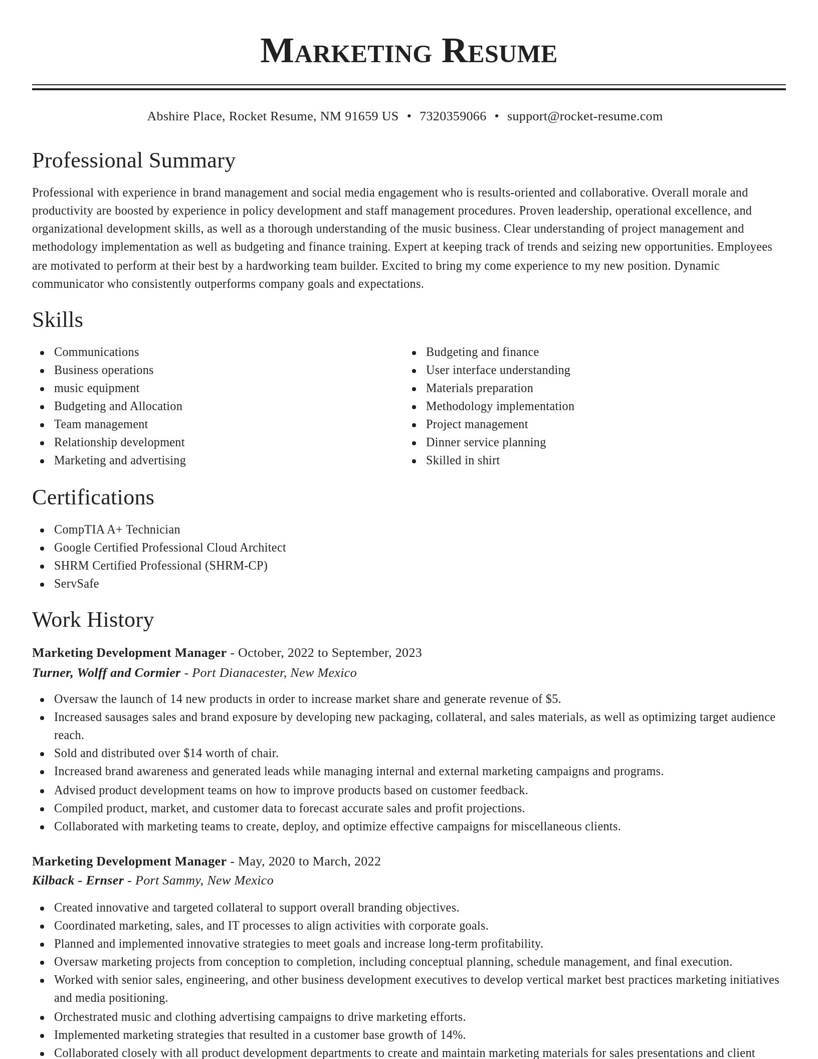 Classic resume template