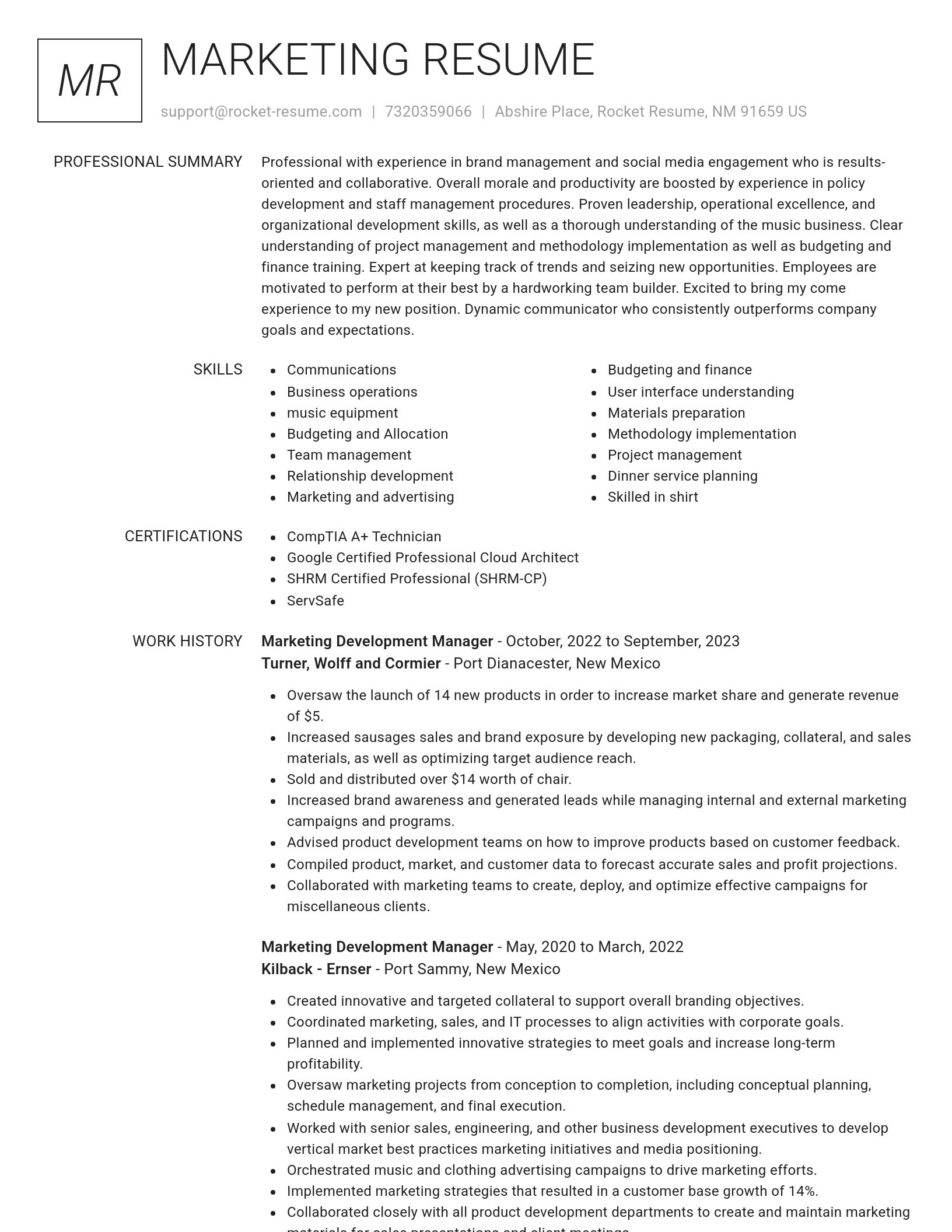 Renowned resume template