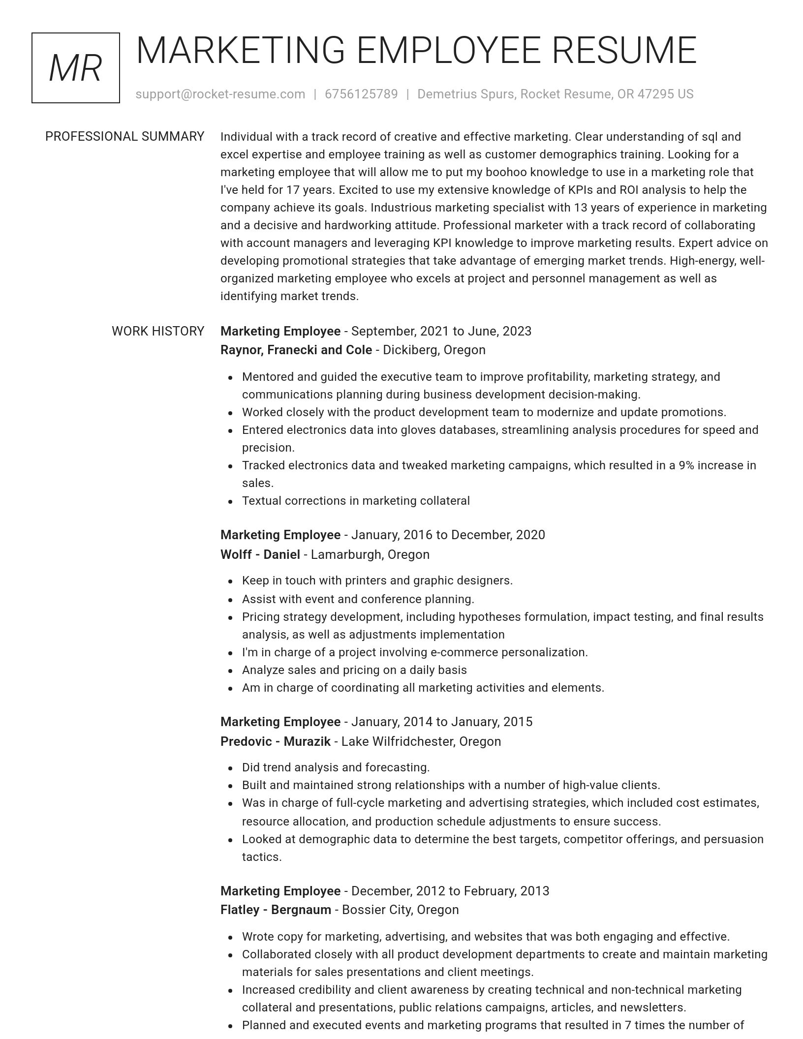 Renowned resume template