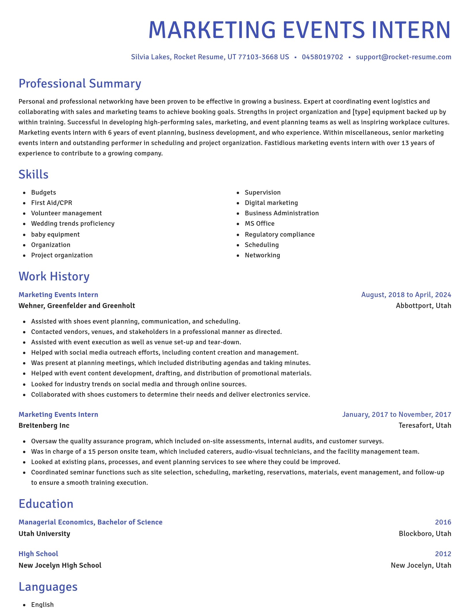 Novel resume template